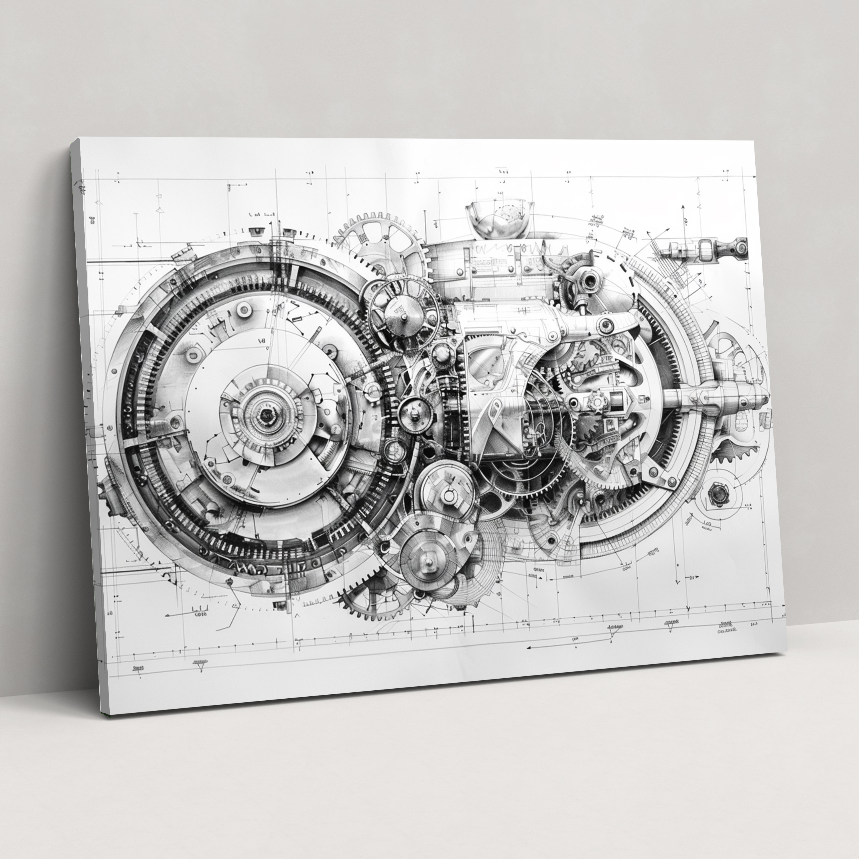 Leonardo Da Vinci Mechanical Gears Canvas Print - Leonardo Da Vinci, Home Decoration, Canvas, Wall Art