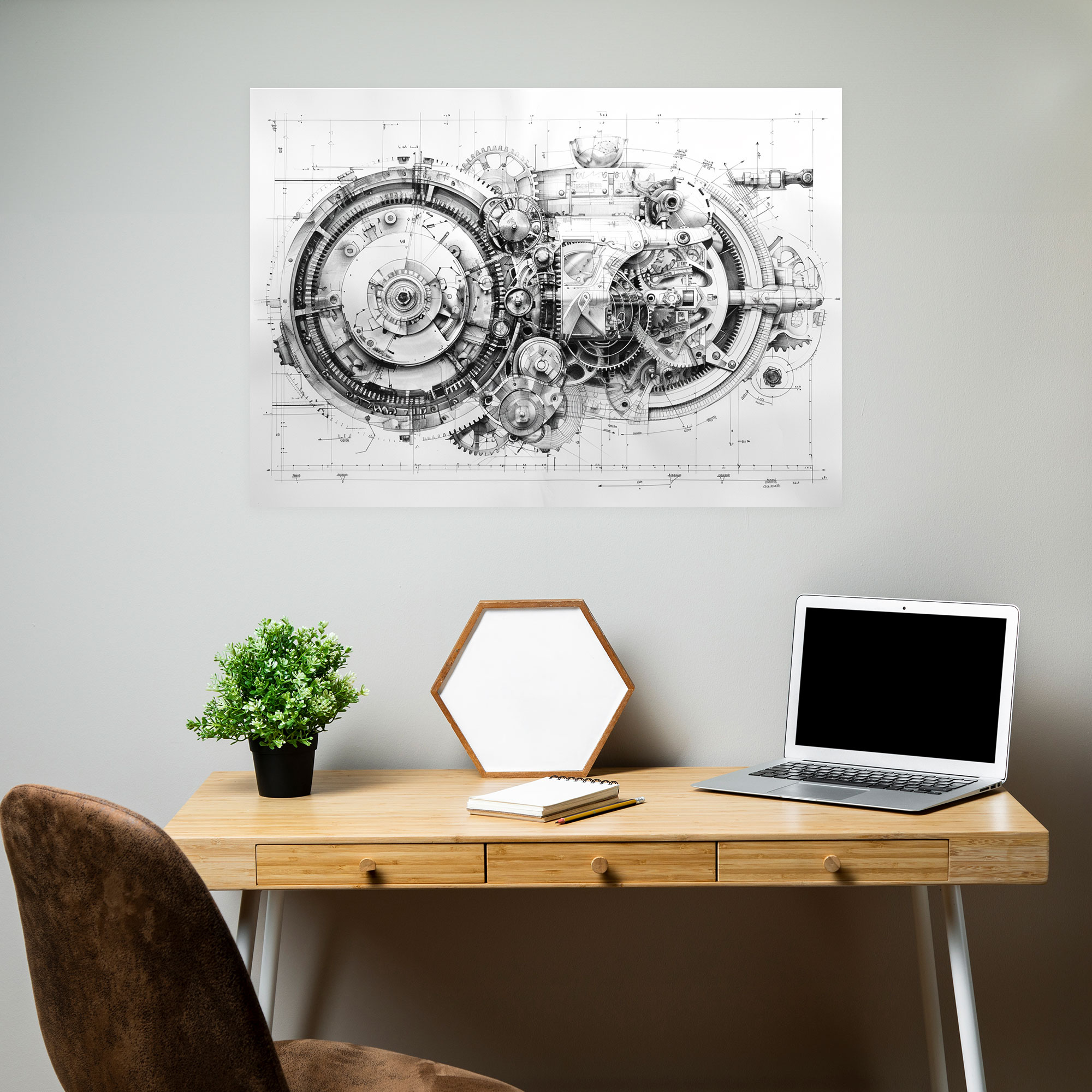 Leonardo Da Vinci Mechanical Gears Canvas Print - Leonardo Da Vinci, Home Decoration, Canvas, Wall Art