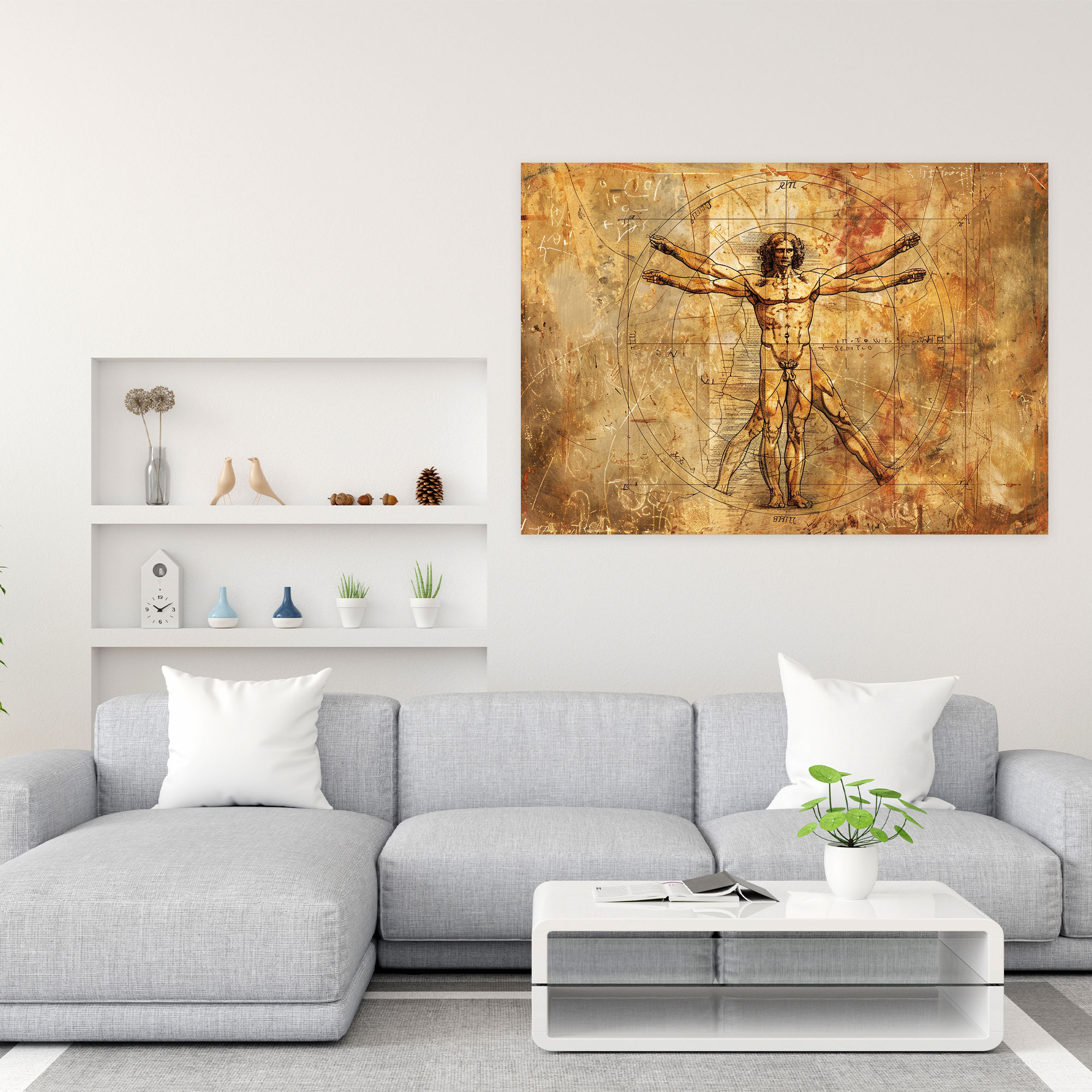 Leonardo Da Vinci Vitruvian Man Canvas Print - Leonardo Da Vinci, Home Decoration, Wall Art, Canvas Print