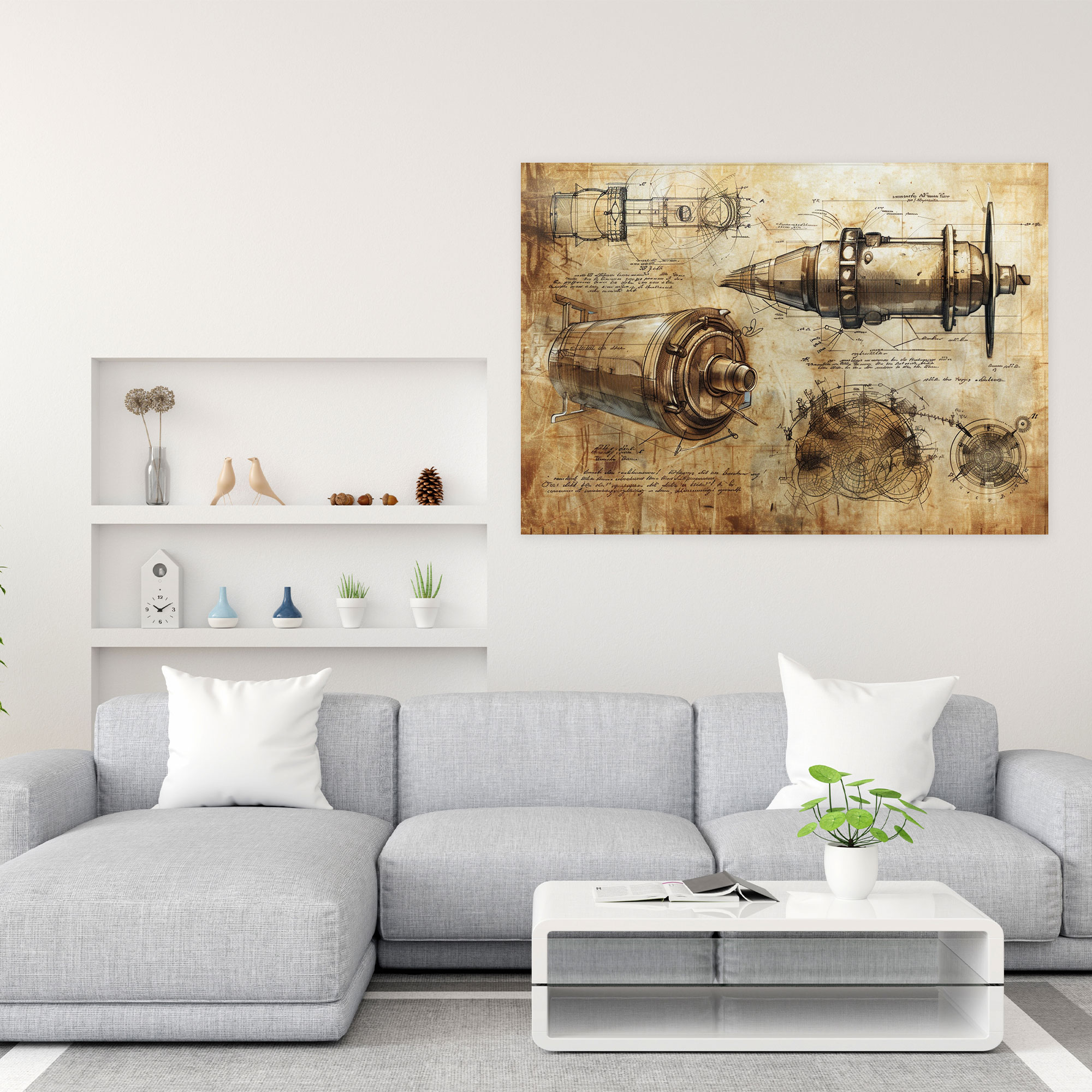 Leonardo Da Vinci Kanvas Tablo - Mühendislik Çizimleri Duvar Sanatı - Leonardo Da Vinci Duvar Sanatı Kanvas Duvar Sanatı Kanvas