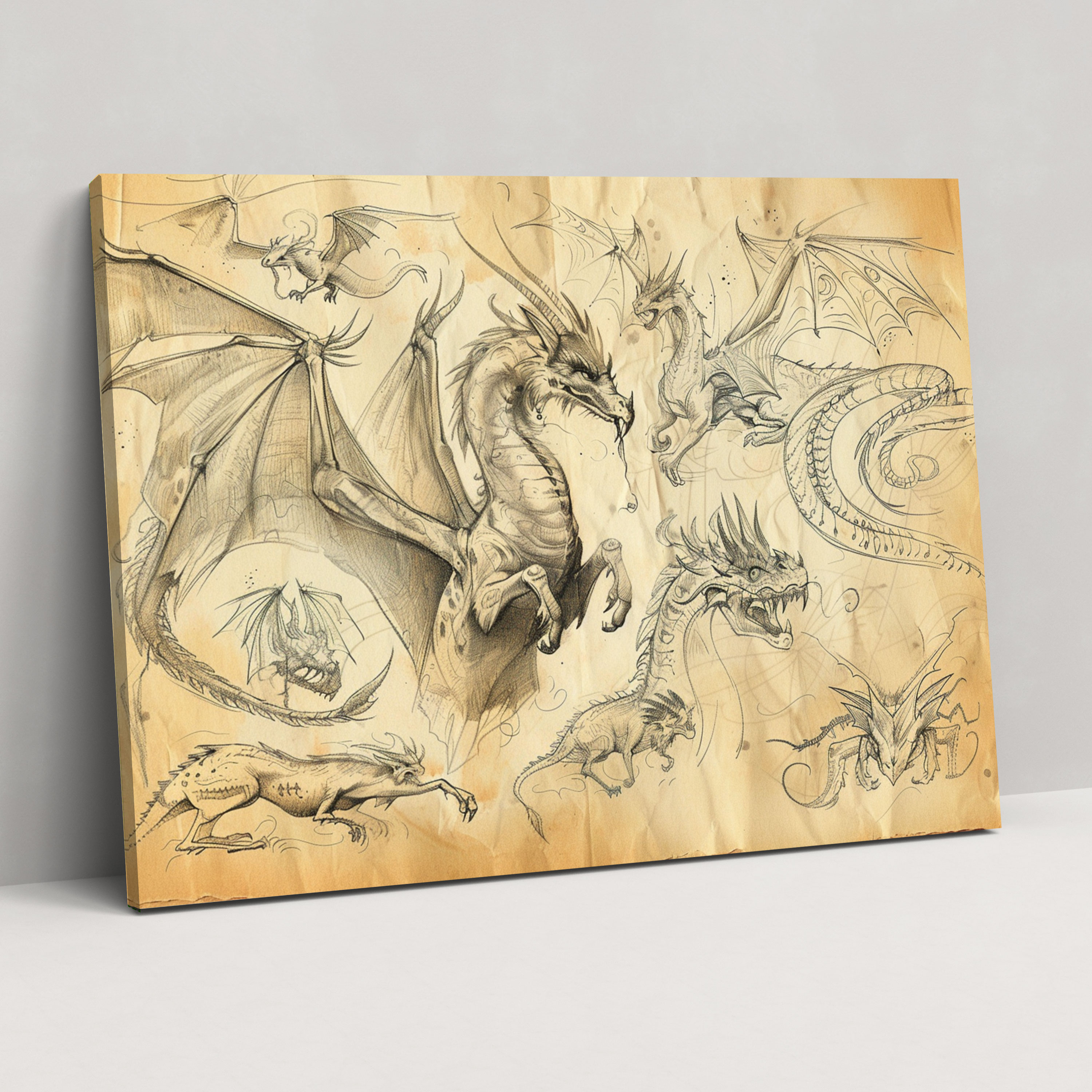 Leonardo Da Vinci Wall Decoration - Mythical Creatures Canvas Print - Leonardo Da Vinci, Canvas, Canvas Print, Canvas Wall Art