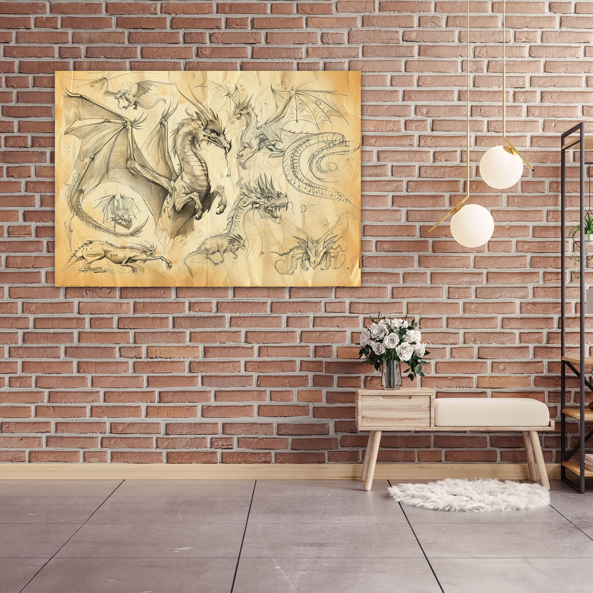 Leonardo Da Vinci Wall Decoration - Mythical Creatures Canvas Print - Leonardo Da Vinci, Canvas, Canvas Print, Canvas Wall Art