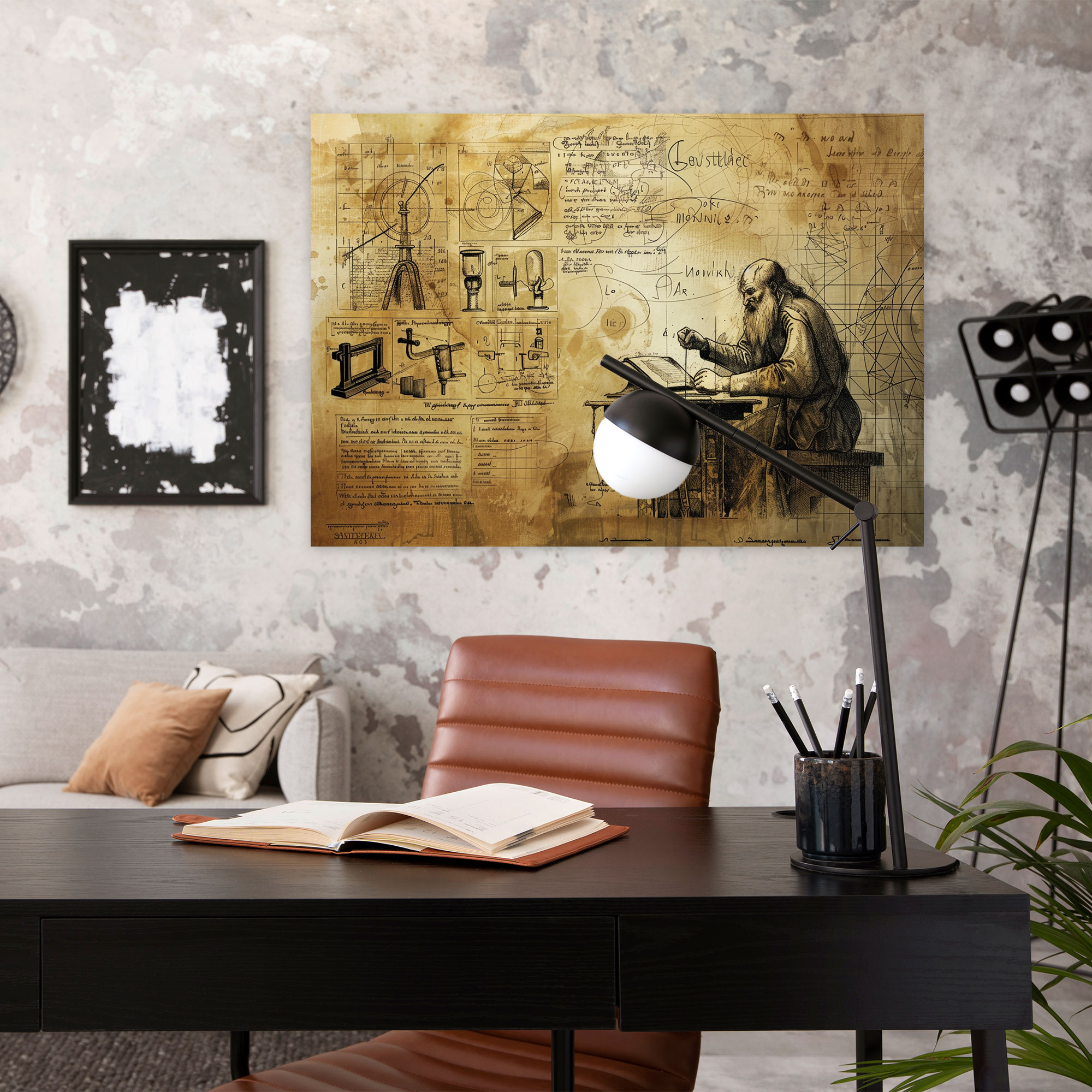Leonardo Da Vinci Bilimsel Çalışmalar Kanvas Tablo - Duvar Dekorasyonu için Leonardo Da Vinci Kanvas Duvar Sanatı