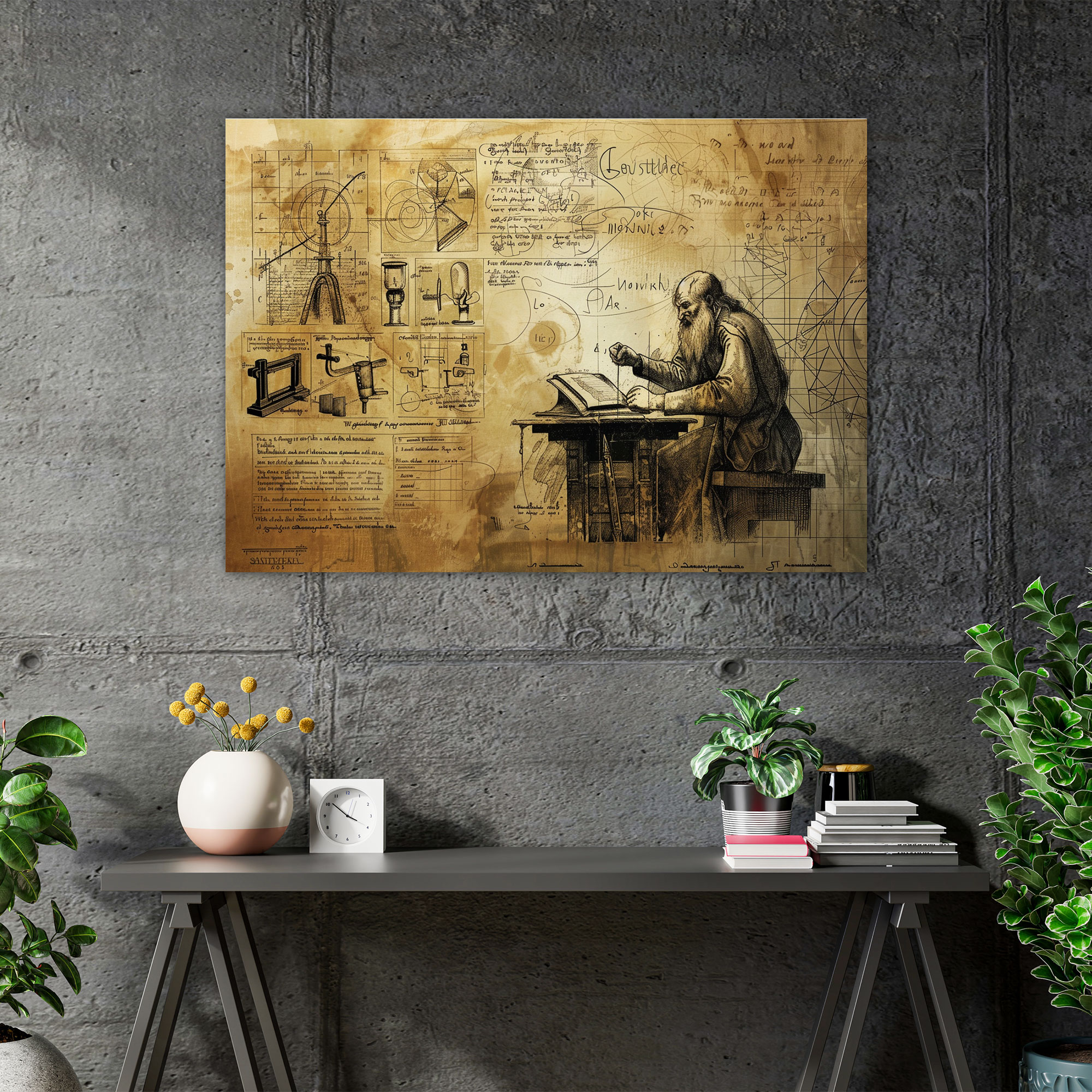 Leonardo Da Vinci Bilimsel Çalışmalar Kanvas Tablo - Duvar Dekorasyonu için Leonardo Da Vinci Kanvas Duvar Sanatı