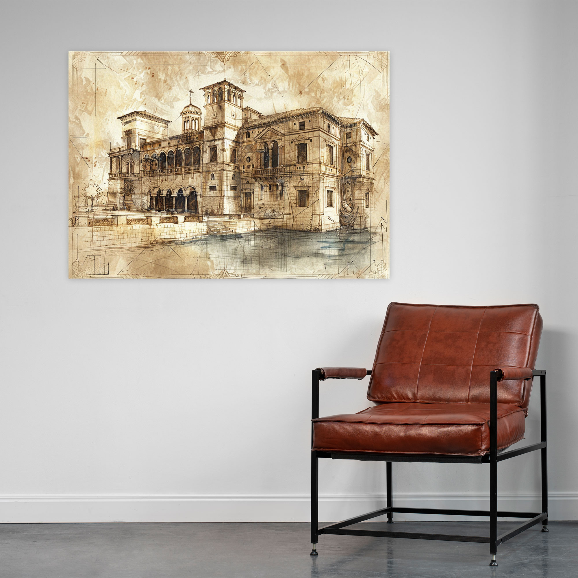 Leonardo Da Vinci Mimarlık Eskizleri Duvar Sanatı - Kanvas Tablo Duvar Dekorasyonu