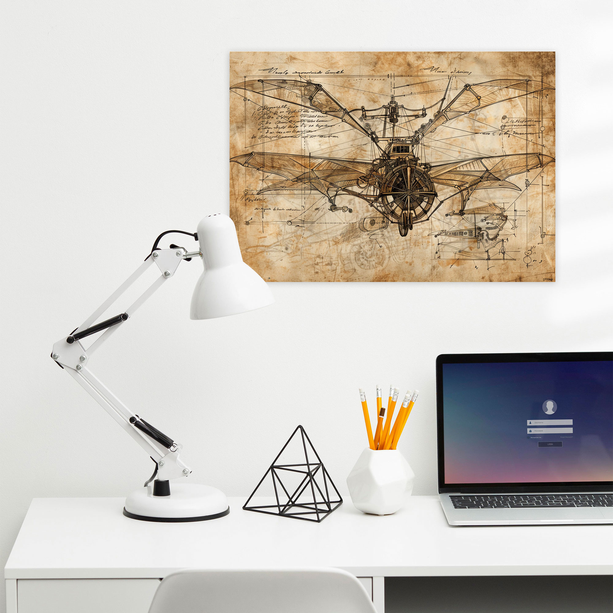 Leonardo's Flying Machine Canvas Print - Leonardo Da Vinci, Canvas, Canvas Wall Art, Leonardo Da Vinci