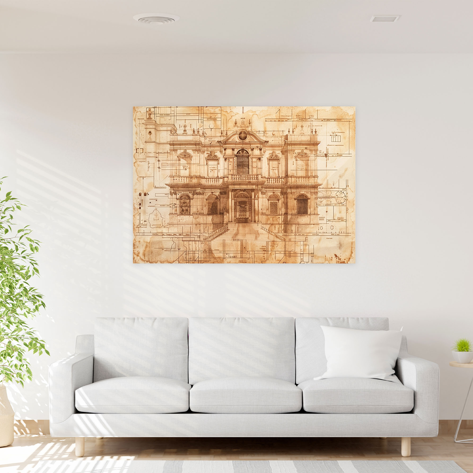 Rönesans Mimari Desenleri Kanvas Tablo - Leonardo Da Vinci Leonardo Da Vinci Kanvas Duvar Dekorasyonu