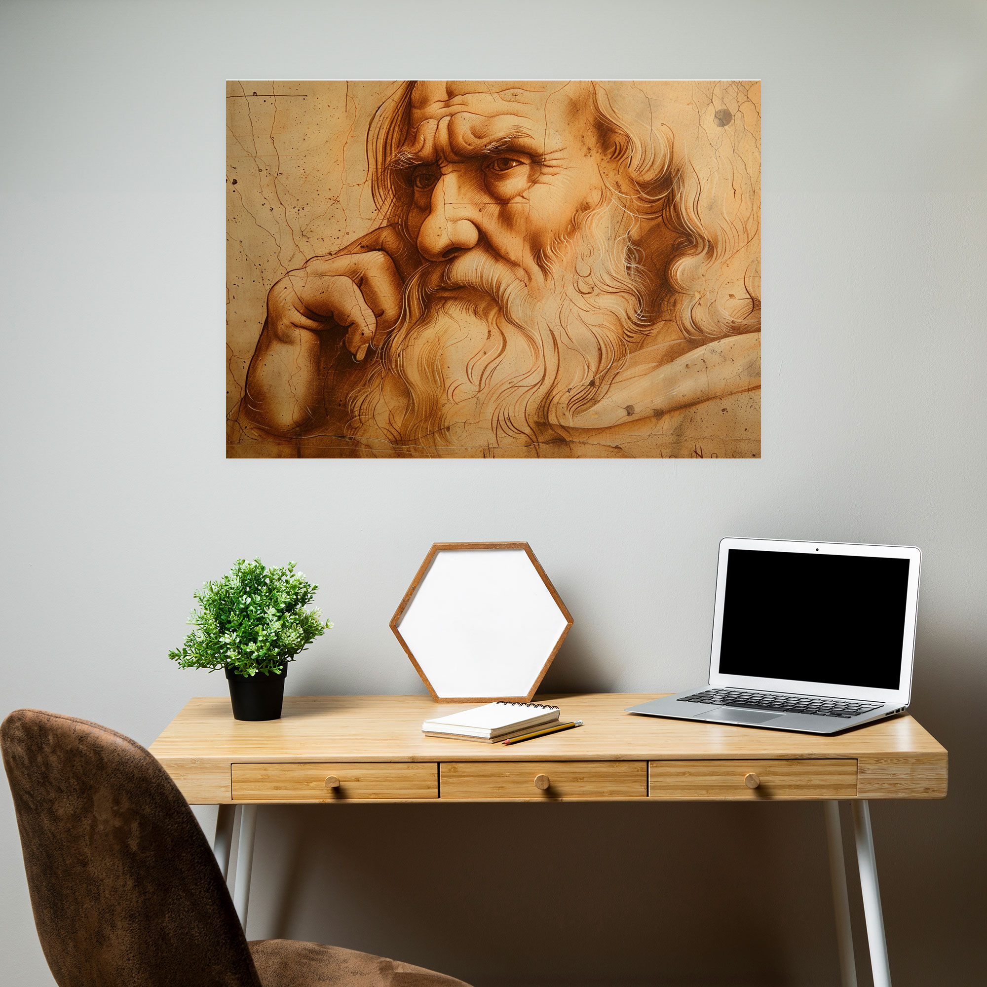 Contemplative Man Leonardo Da Vinci Wall Art - Leonardo Da Vinci, Canvas Wall Art, Home Decoration, Wall Art