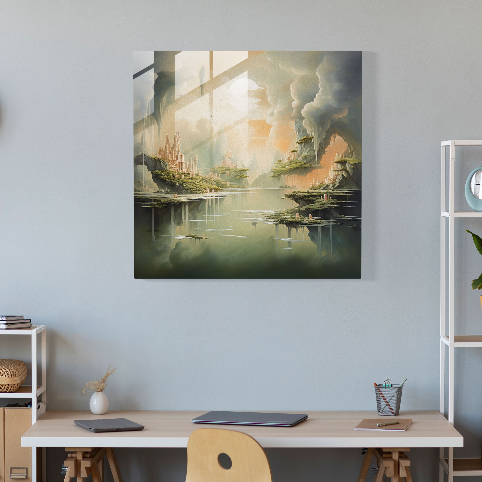 Lenticular Glass Wall Art - Surreal Floating Islands - Lenticular, Surreal, Home Decoration, Glass Art