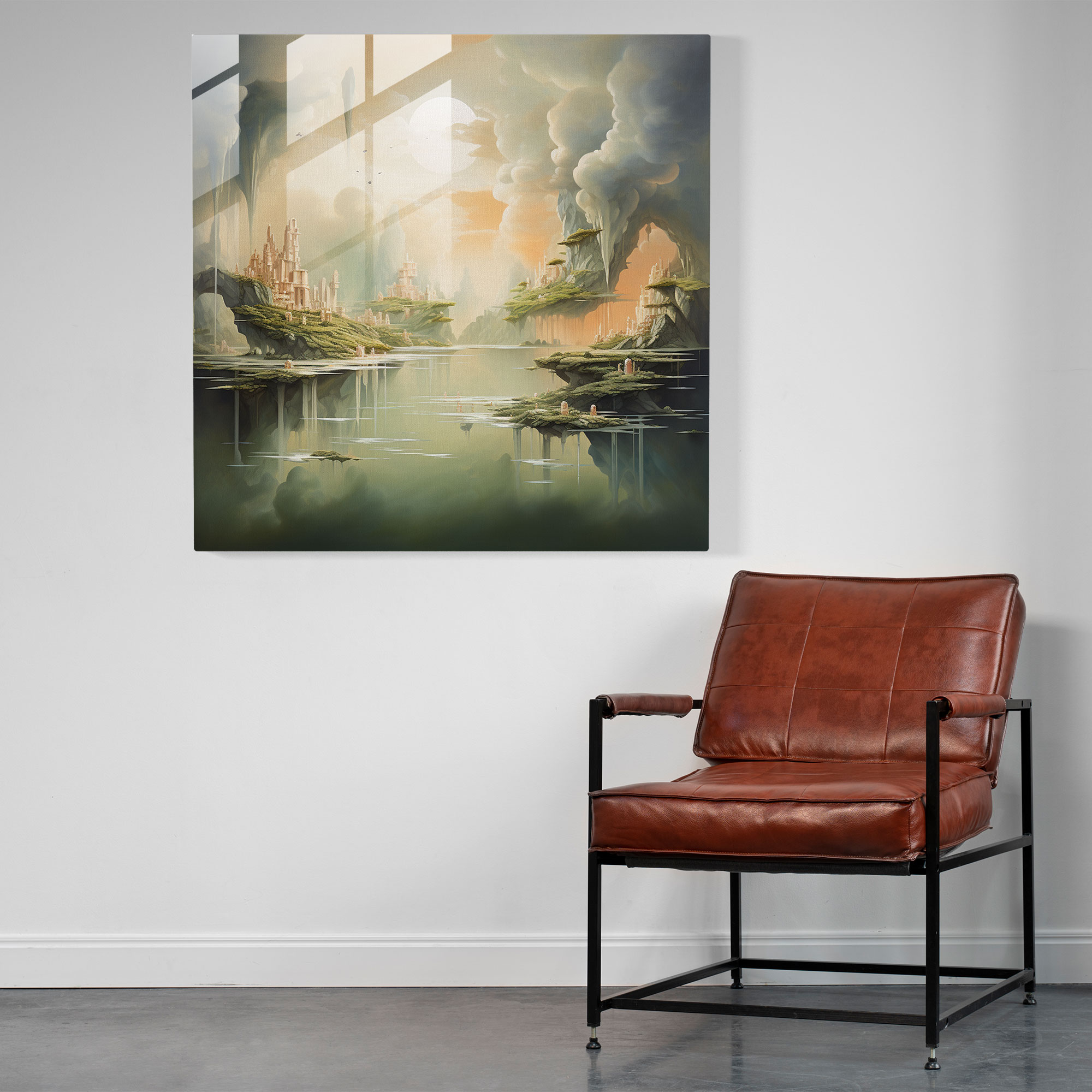 Lenticular Glass Wall Art - Surreal Floating Islands - Lenticular, Surreal, Home Decoration, Glass Art