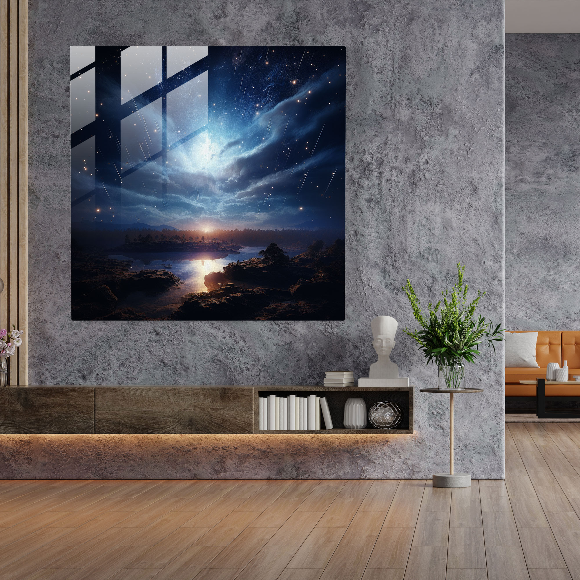 Lenticular Glass Print - Ethereal Celestial Scene - Lenticular, Home Decoration, Modern Art, Shimmering Stars