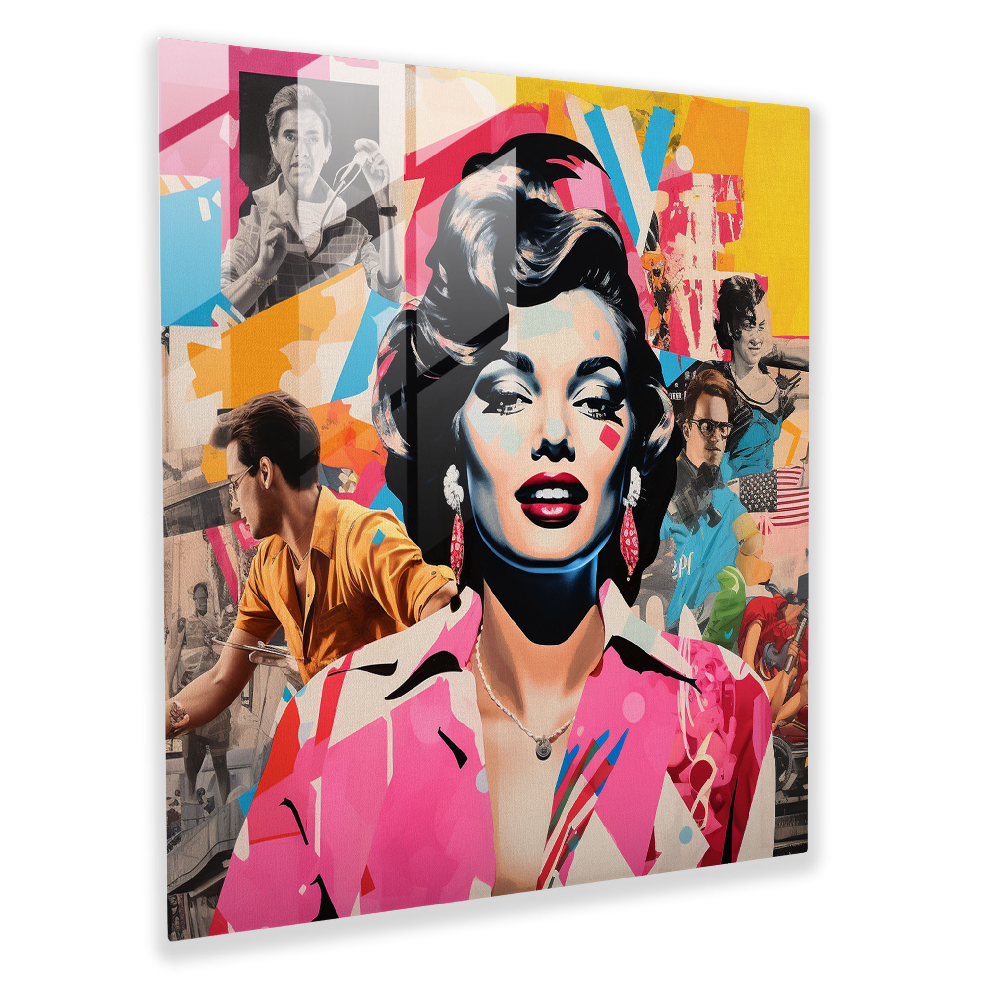 Linsenglasbild Pop Art Collage Moderne Kunst Glaswandkunst