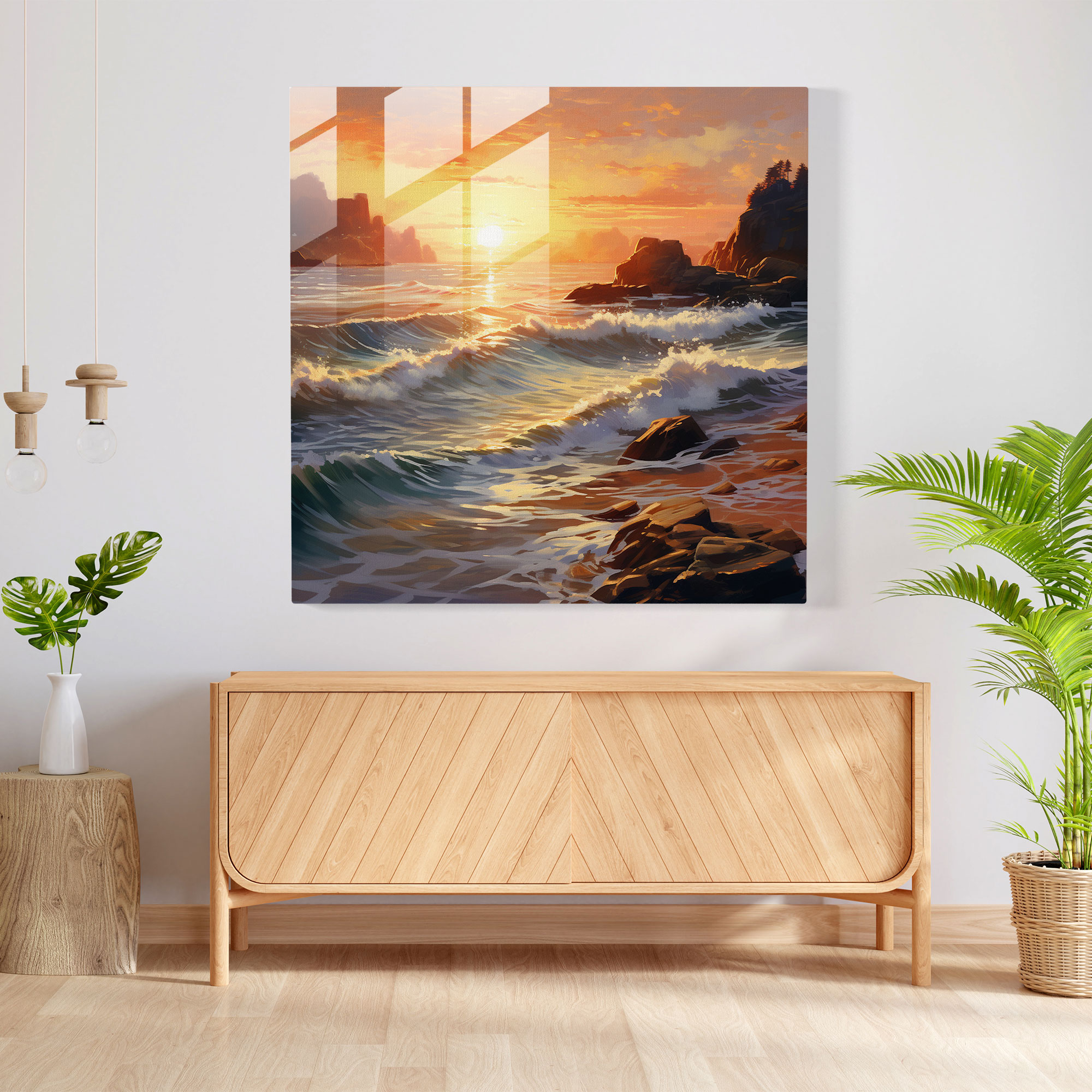 Lenticular Glass Print - Serene Coastal Landscape - Lenticular, Lenticular, Glass Art, Wall Decoration