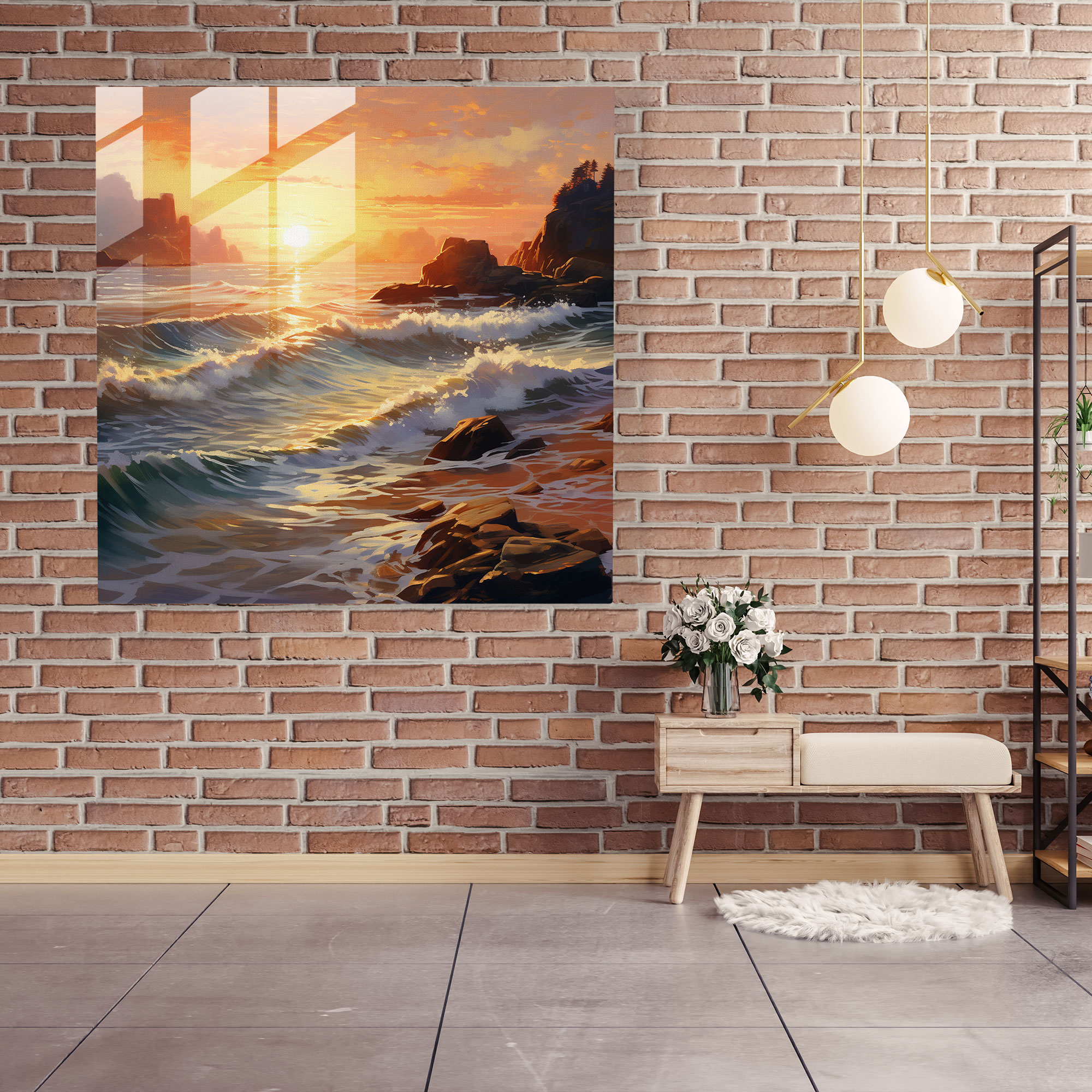 Lenticular Glass Print - Serene Coastal Landscape - Lenticular, Lenticular, Glass Art, Wall Decoration