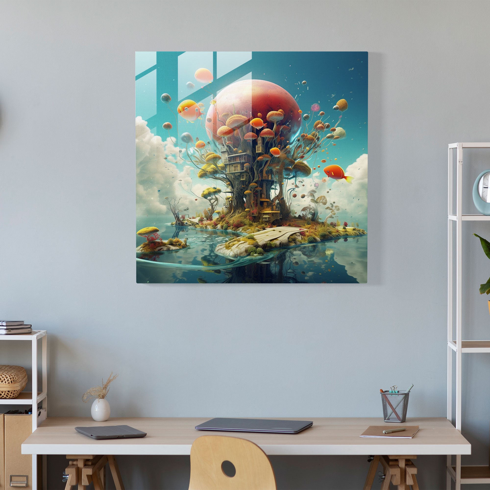Lenticular Glasbild - Traumhaftes Wunderland - Surreale digitale Kunst Glasbild Moderne Kunst