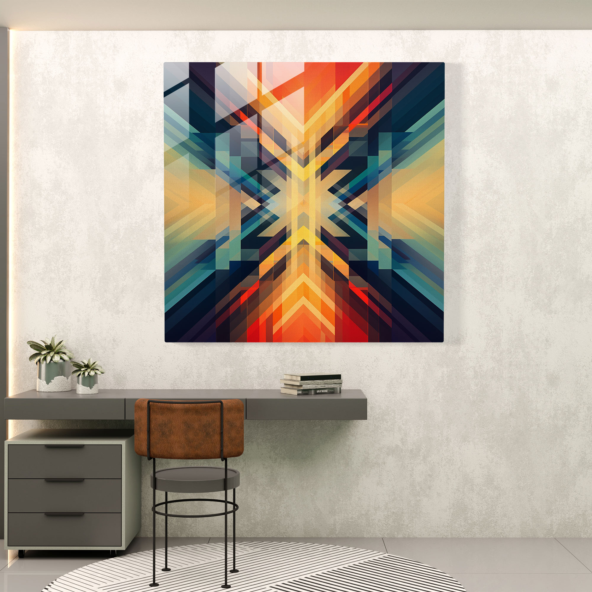 Linsenglas Wandkunst - Geometrische Harmonie - Glasbild
