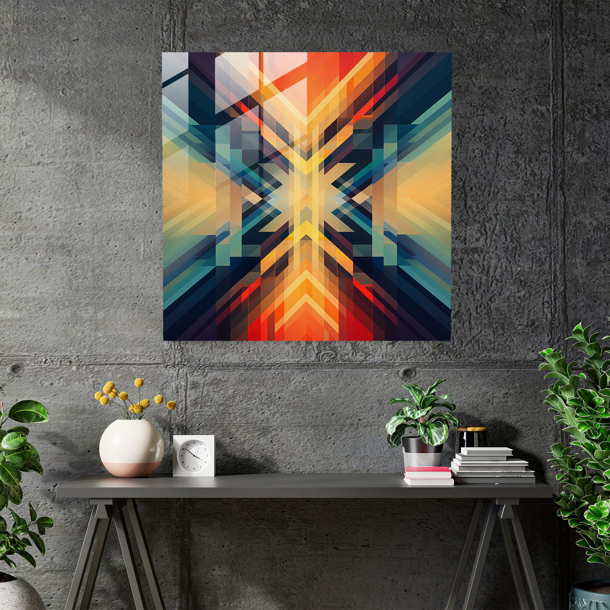Linsenglas Wandkunst - Geometrische Harmonie - Glasbild