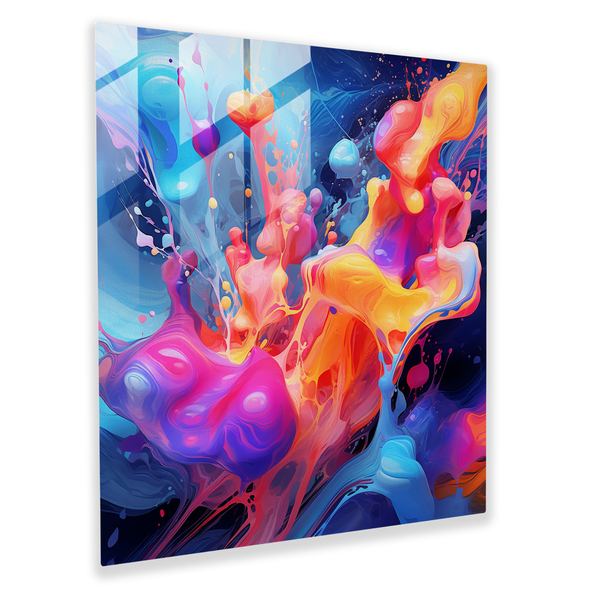 Lenticular Glass Wall Art - Neon Energy - Lenticular, Home Decoration, Glass Wall Art, Abstract Digital Artwork