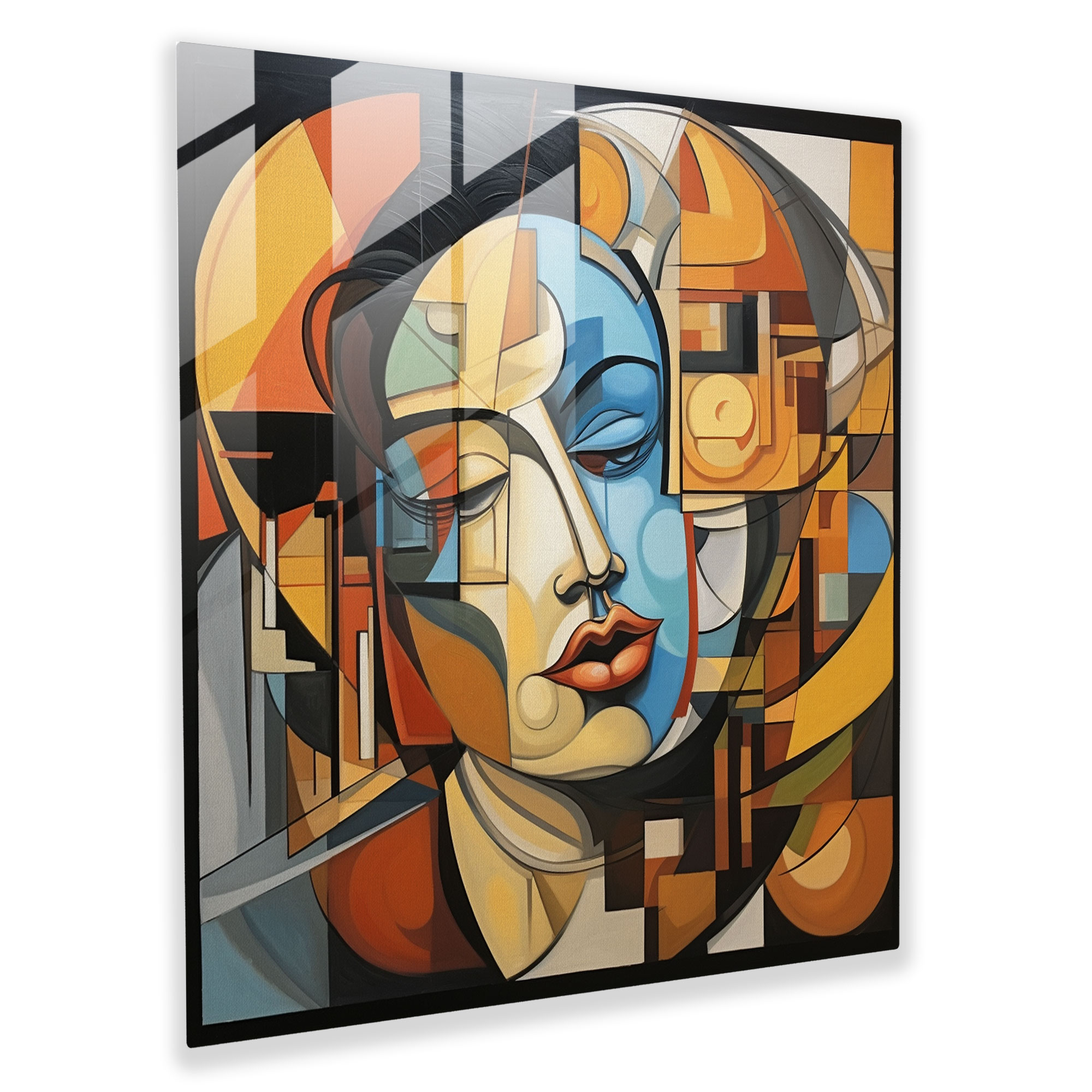 Linsenraster Glas Kunst - Kubistische Entdeckung - Glasbild Kubistisches Gemälde Moderne Kunst