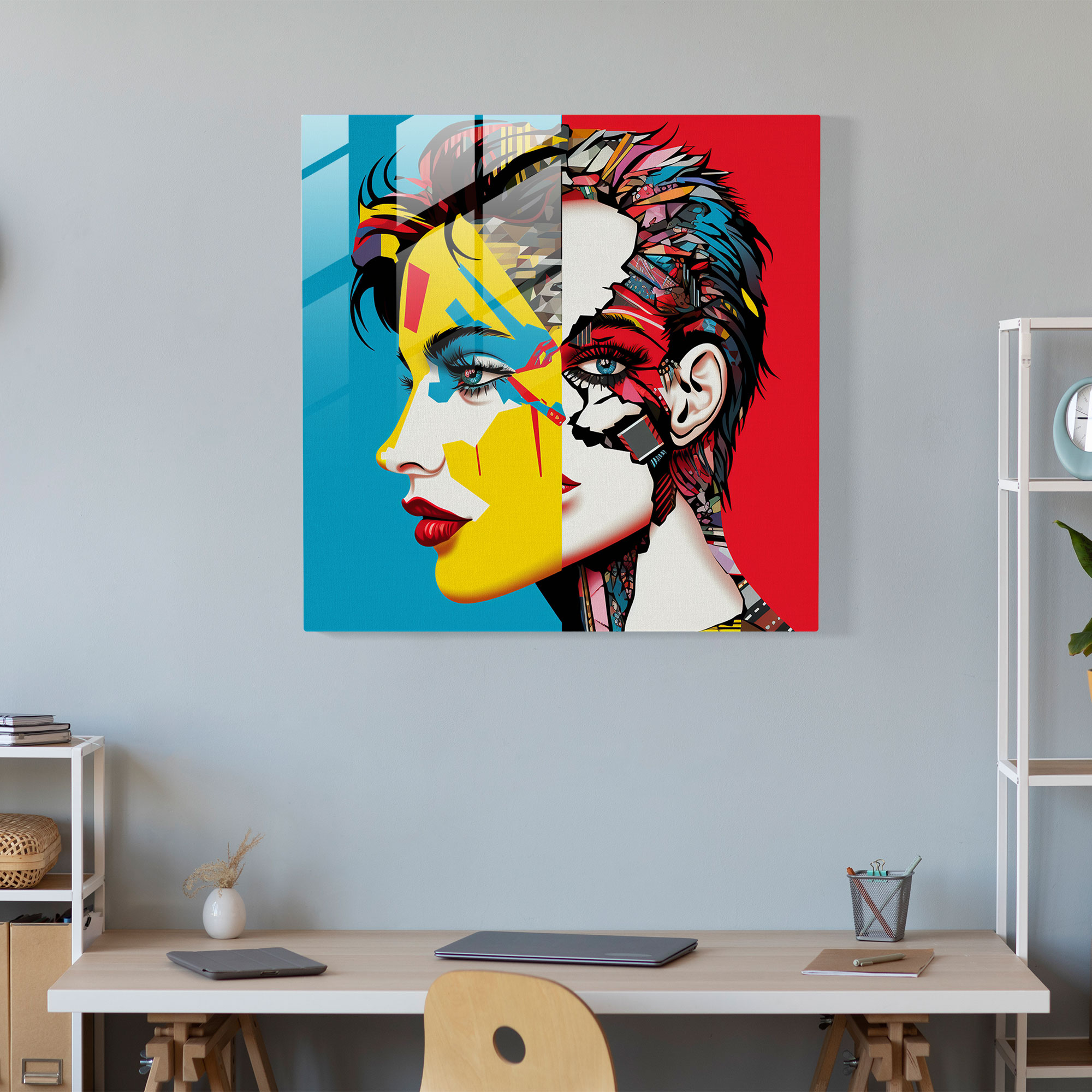 Moderne Glaskunstdrucke - Pop-Art-Symbole Linsenraster - Glaswandkunst Ikonische Symbole Verwandlung