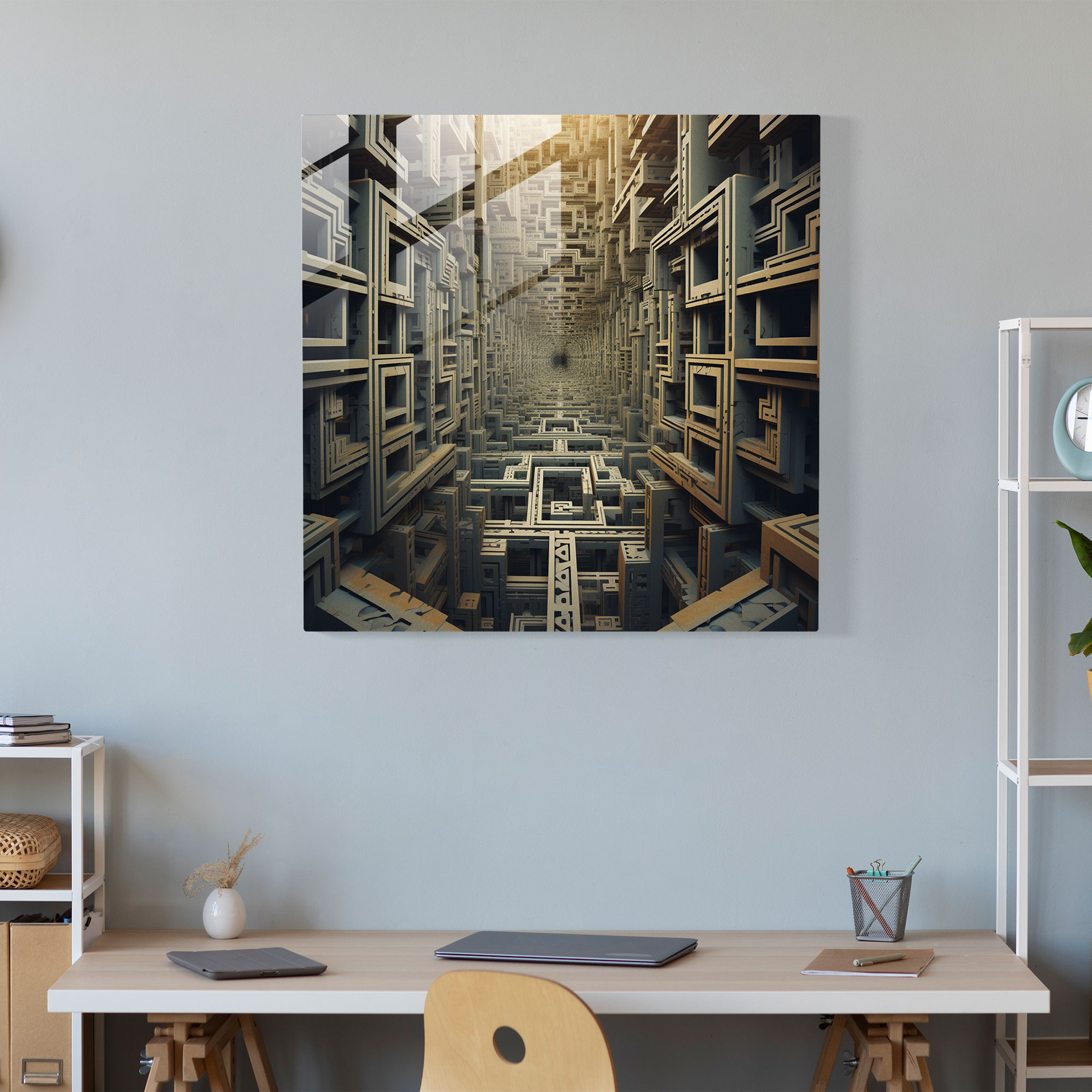 Geometric Glass Print - Optical Illusion Lenticular Art - Lenticular, Shifting, Lenticular, Glass Wall Art