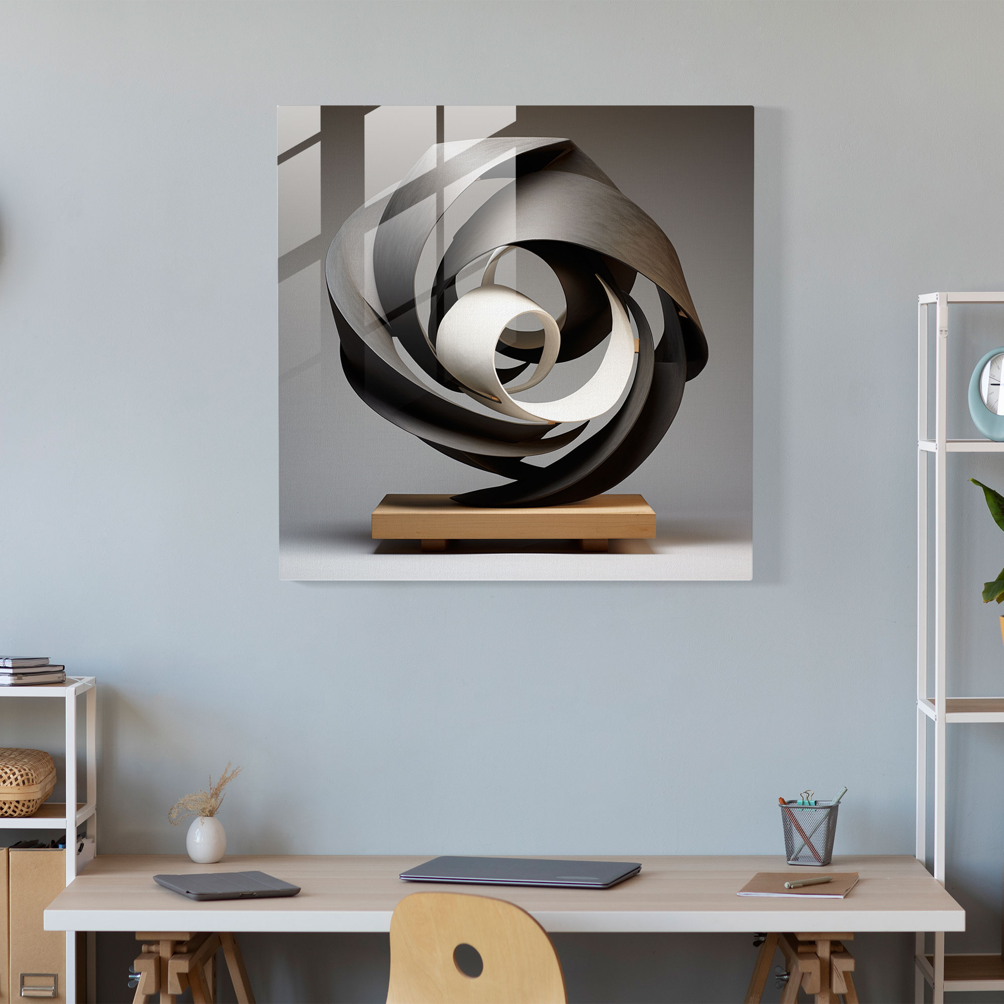 Abstract Glass Sculpture - Lenticular Geometric Art - Lenticular, Rotating, Shifting, Modern Art