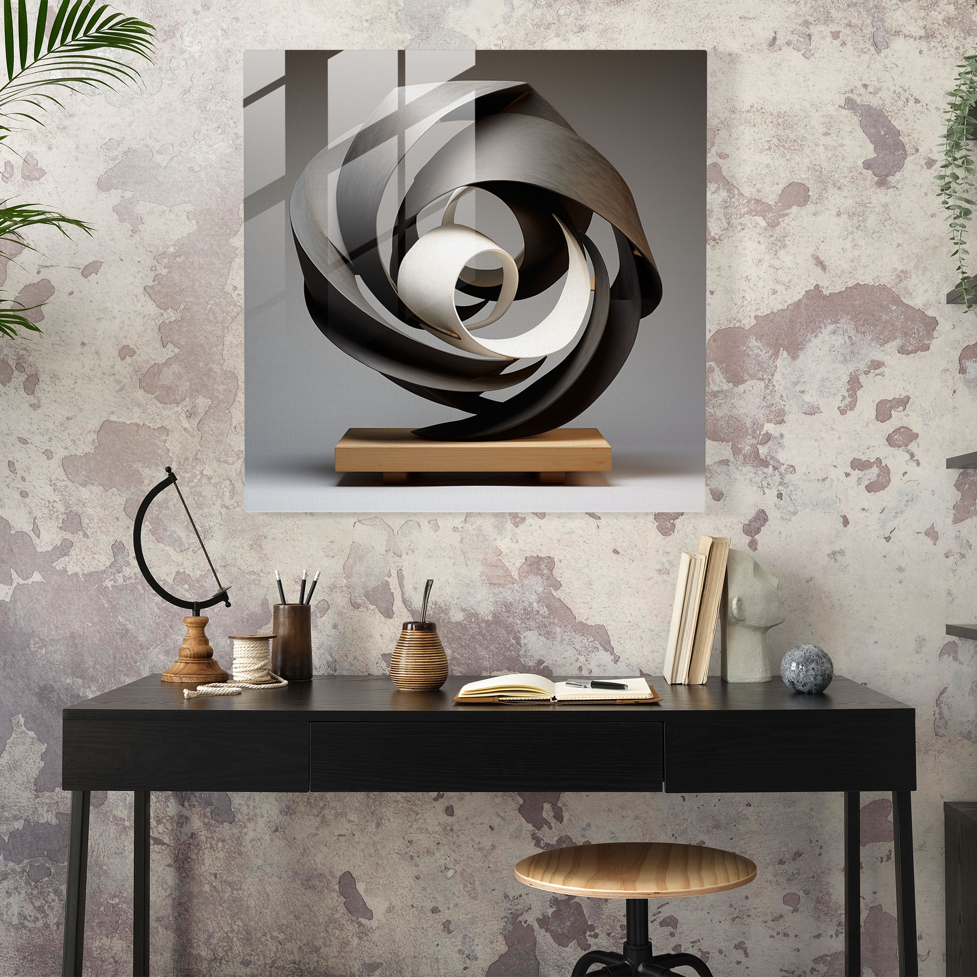 Abstract Glass Sculpture - Lenticular Geometric Art - Lenticular, Rotating, Shifting, Modern Art