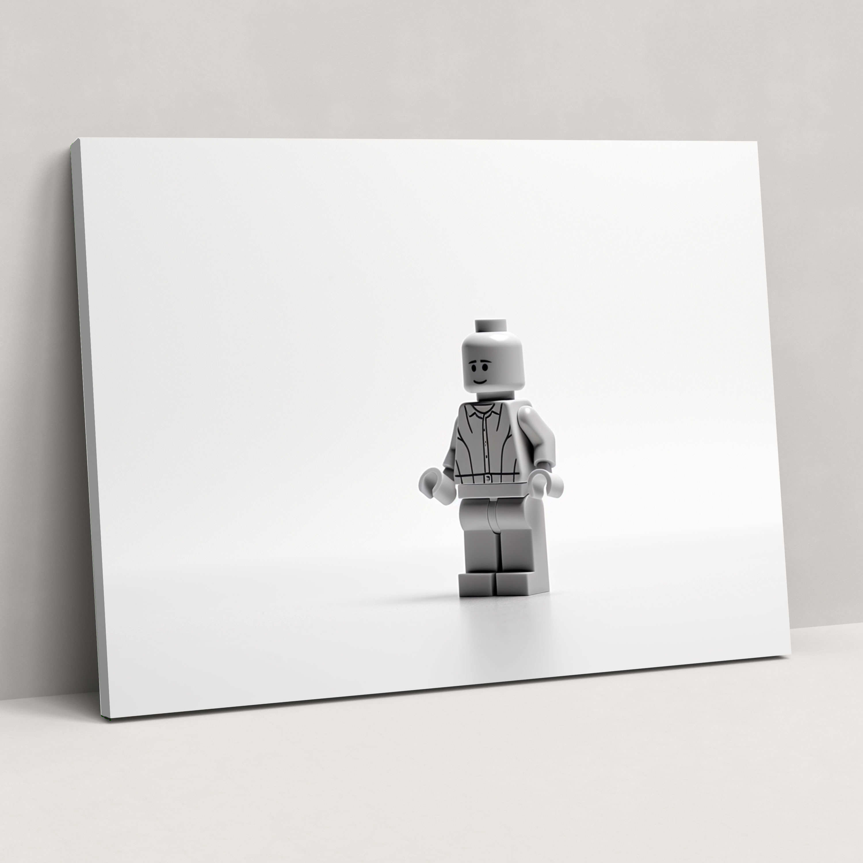 Lego Glass Wall Art - Minimalistic Black And White Drawing - Lego, Wall Decoration, Lego Figure, Glass Wall Art