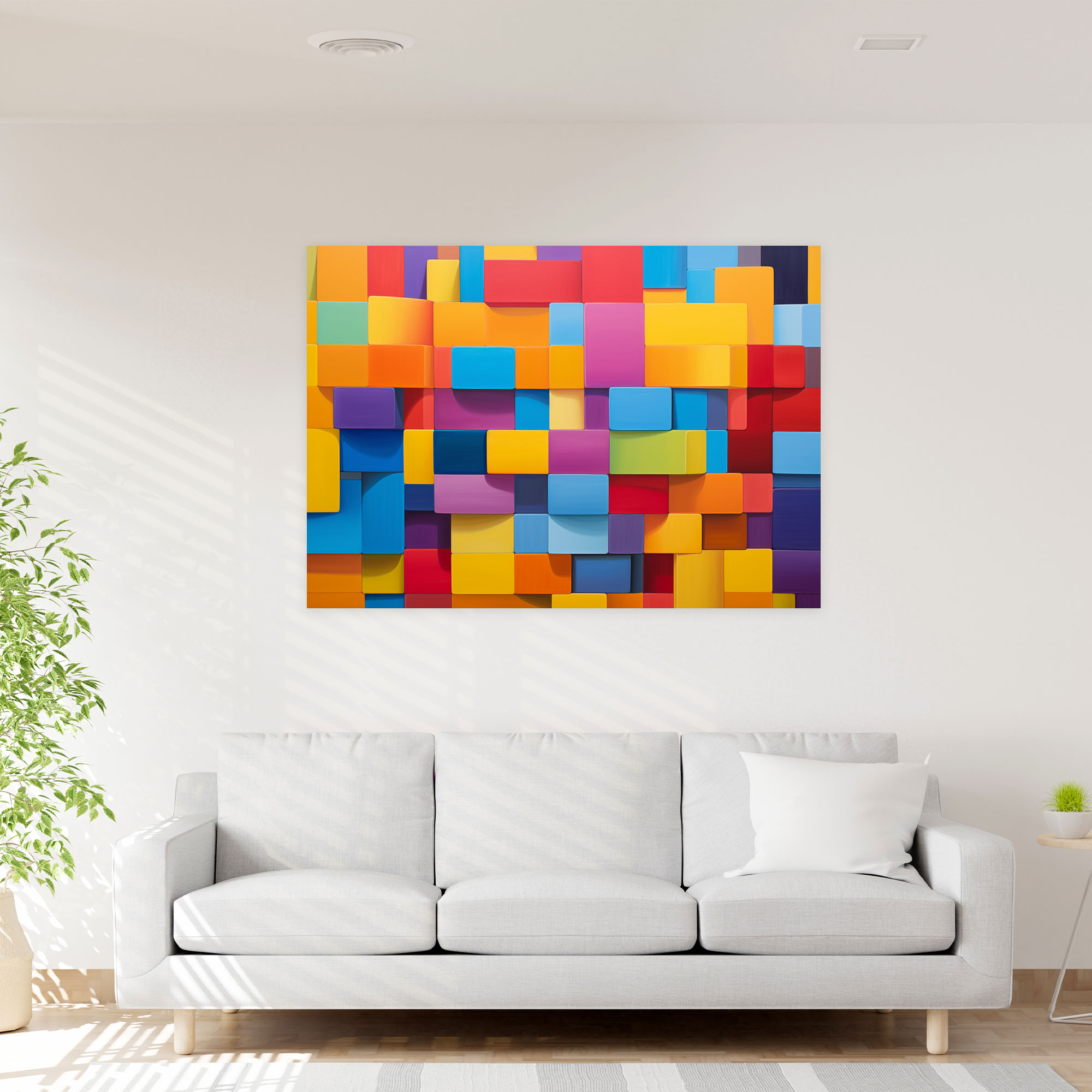 Lego Glasbild - Abstrakte zeitgenössische Kunst - Wanddekoration aus Lego