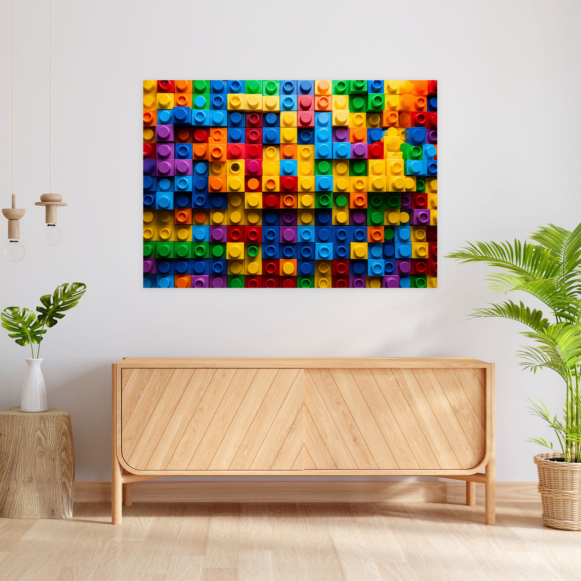 Playful Lego Glass Print - Lego, Playful, Vibrant, Wall Decoration