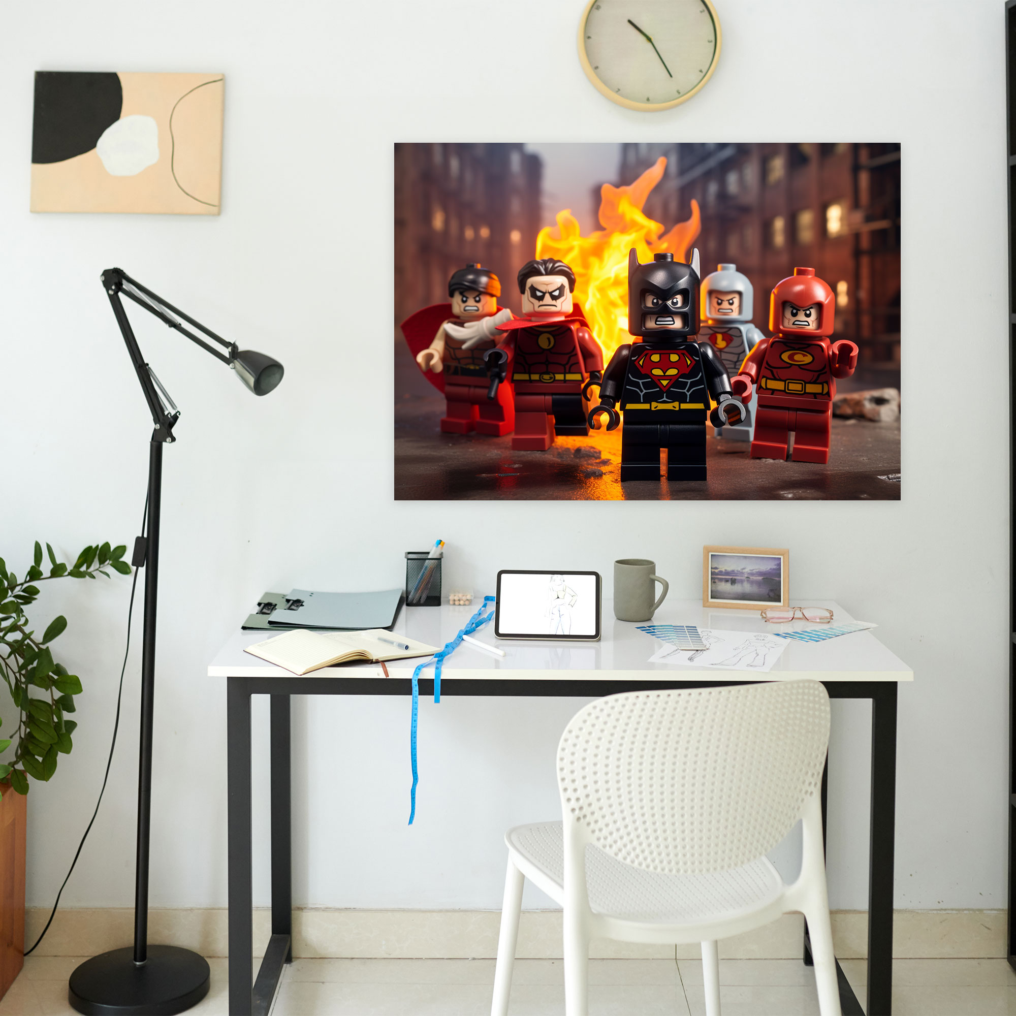 Lego Superhero Glass Print - Lego, Glass Wall Art, Superhero Team, Home Decoration
