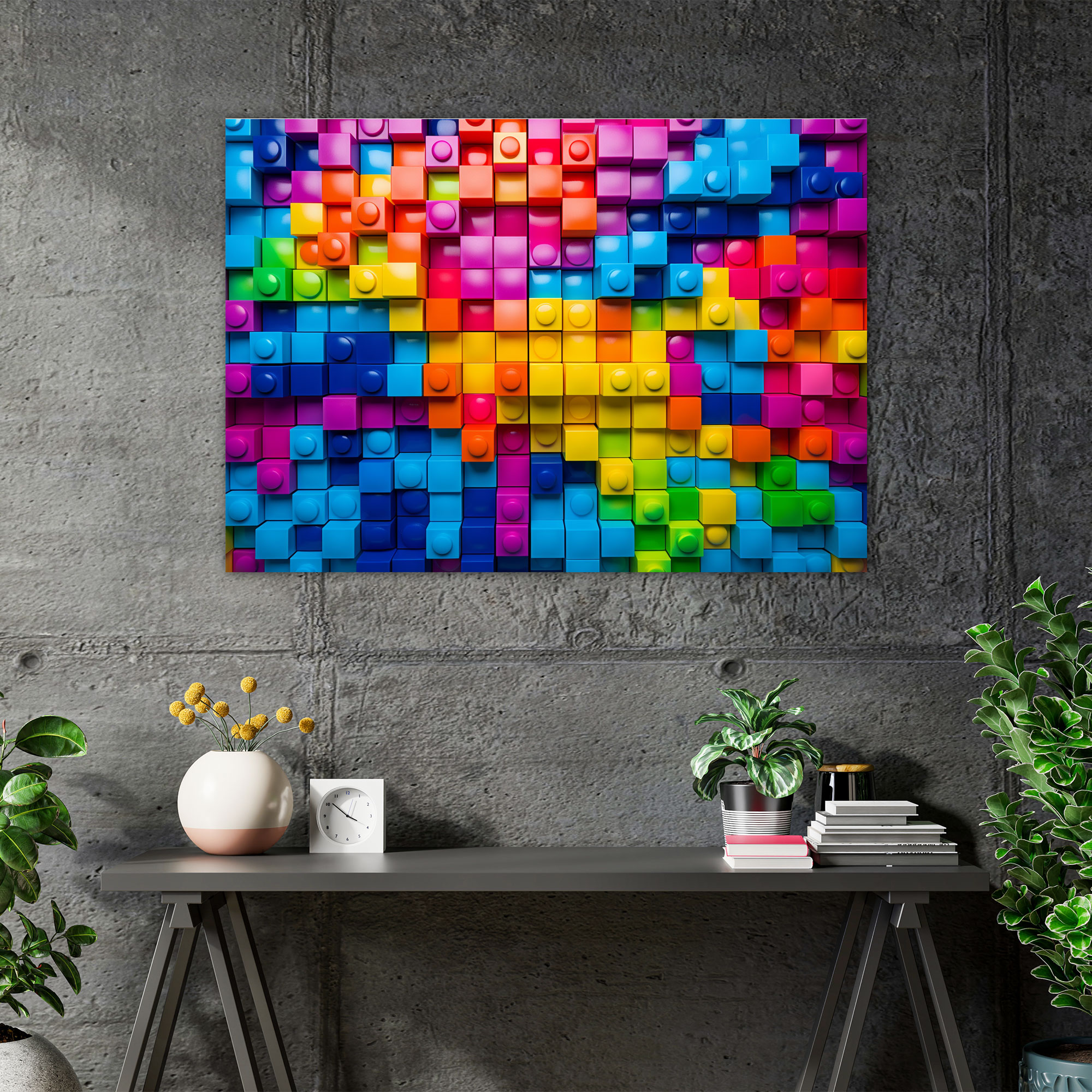 Lego Glass Print - Colorful Abstract Lego Bricks Modern Art - Lego, Wall Decoration, Modern Art, Lego Glass Wall Art