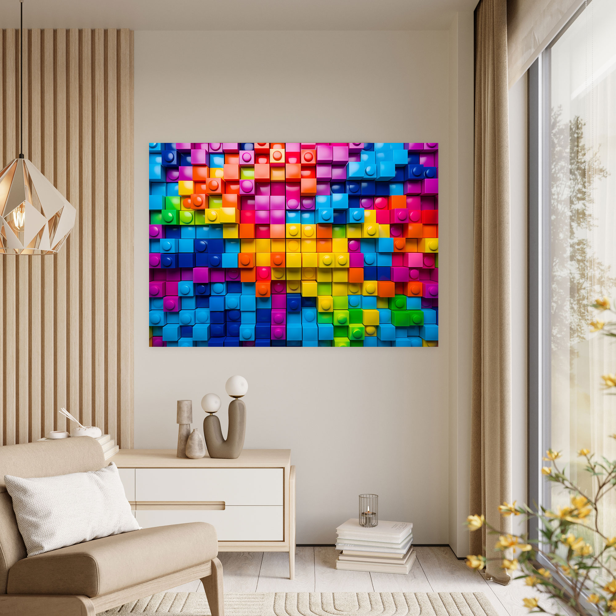 Lego Glass Print - Colorful Abstract Lego Bricks Modern Art - Lego, Wall Decoration, Modern Art, Lego Glass Wall Art