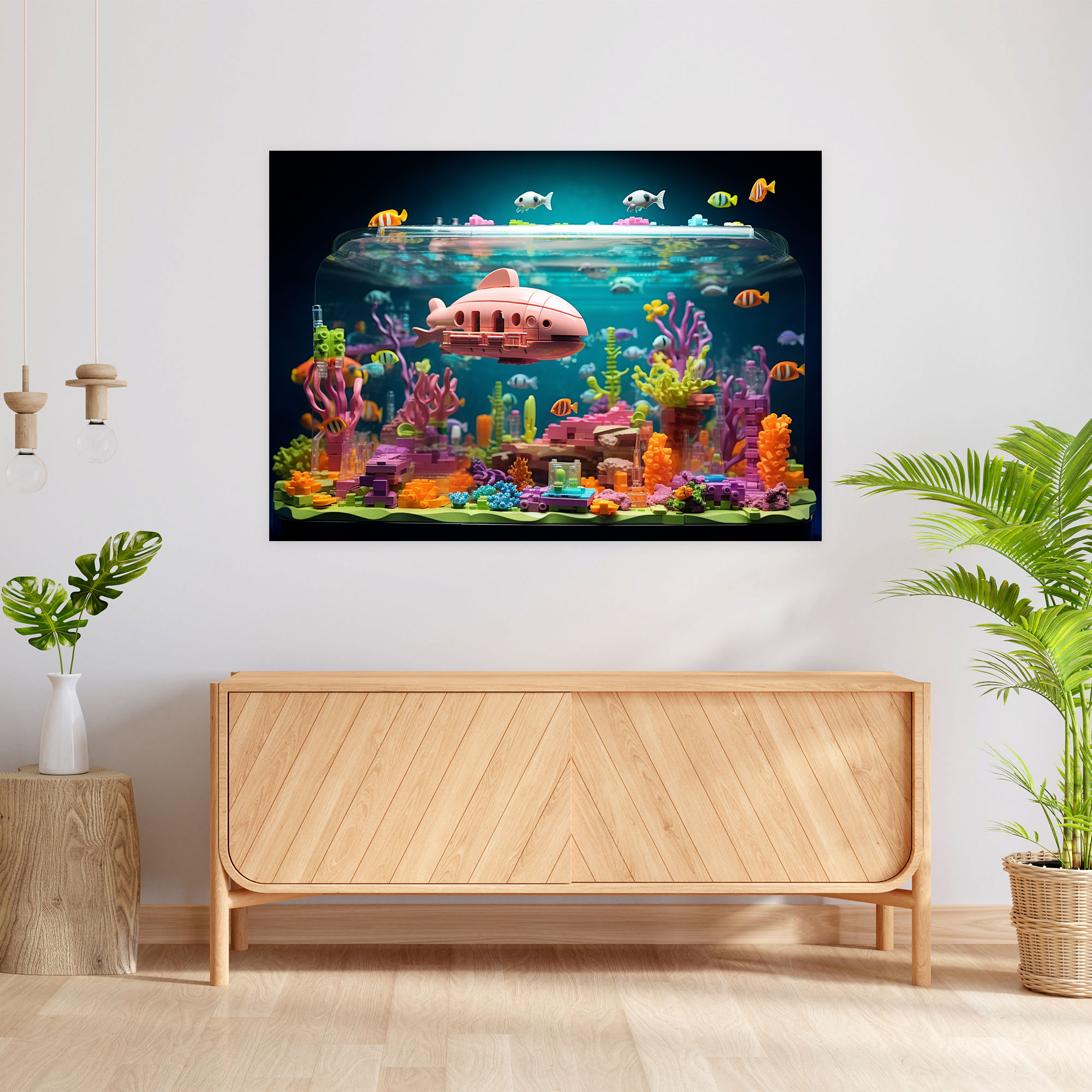 Lego Glass Print - Oceanic Adventure Modern Art - Lego, Lego Glass Print, Lego Glass Wall Art, Glass Art
