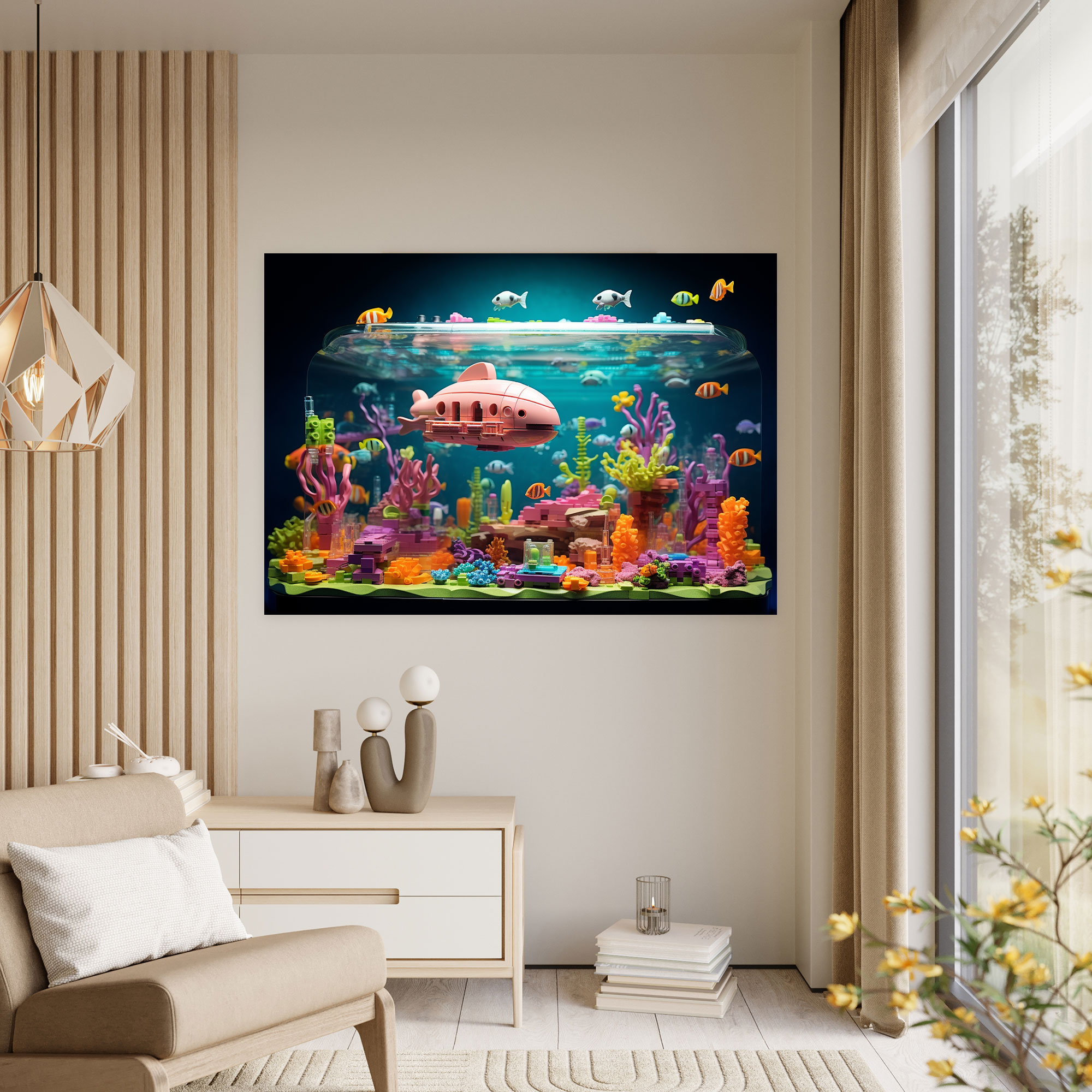 Lego Glass Print - Oceanic Adventure Modern Art - Lego, Lego Glass Print, Lego Glass Wall Art, Glass Art