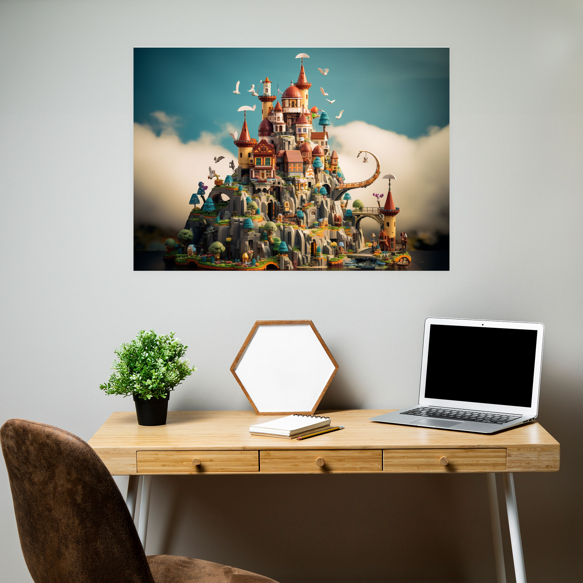 Colorful Lego Glass Print - Lego, Glass Wall Art, Castle, Home Decoration