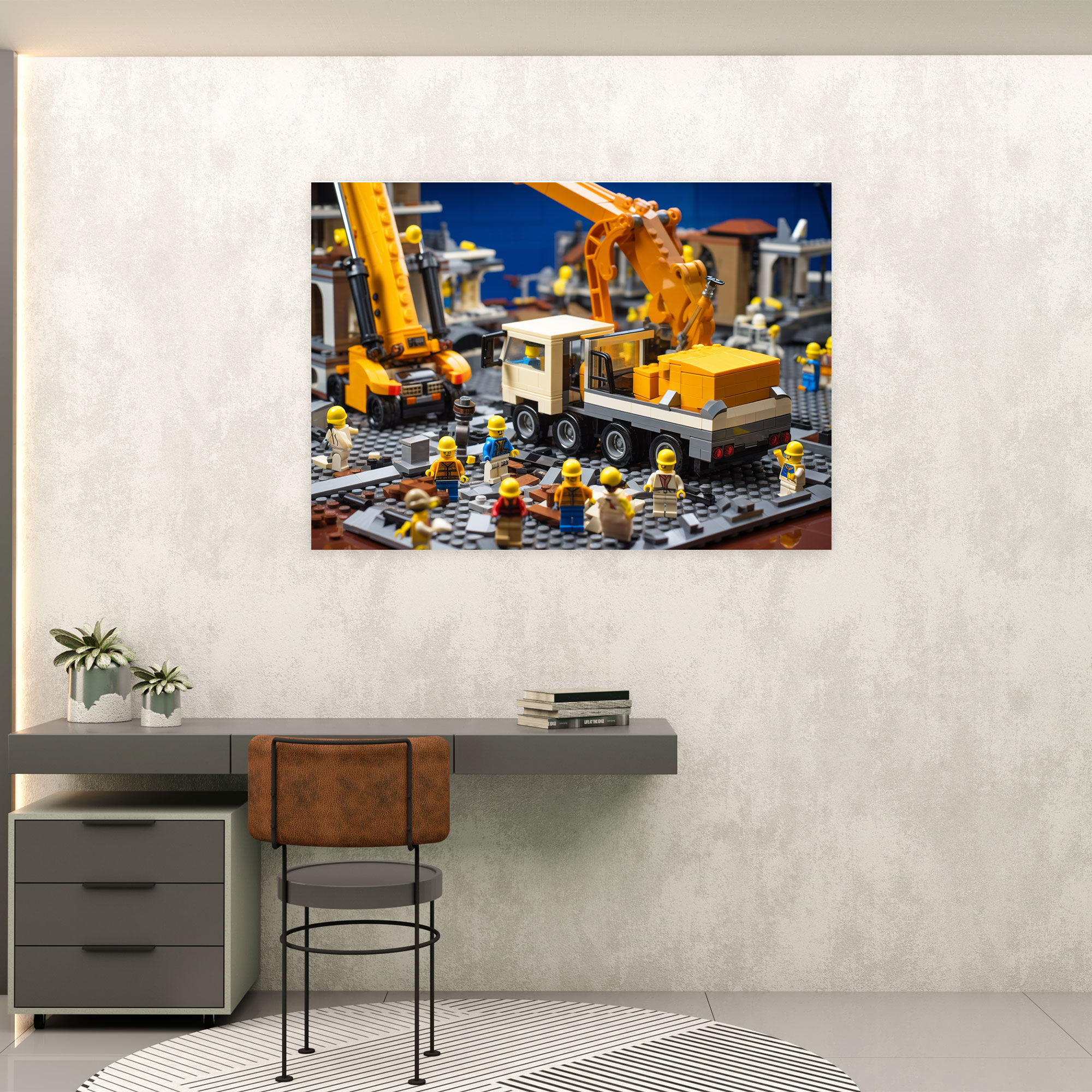Lego Construction Glass Print - Lego, Glass Print, Construction Site, Builders