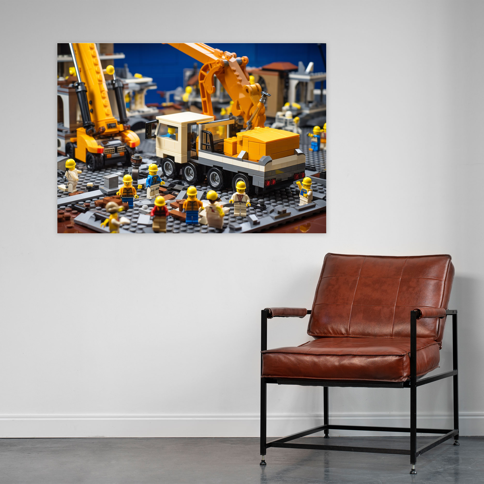 Lego Construction Glass Print - Lego, Glass Print, Construction Site, Builders
