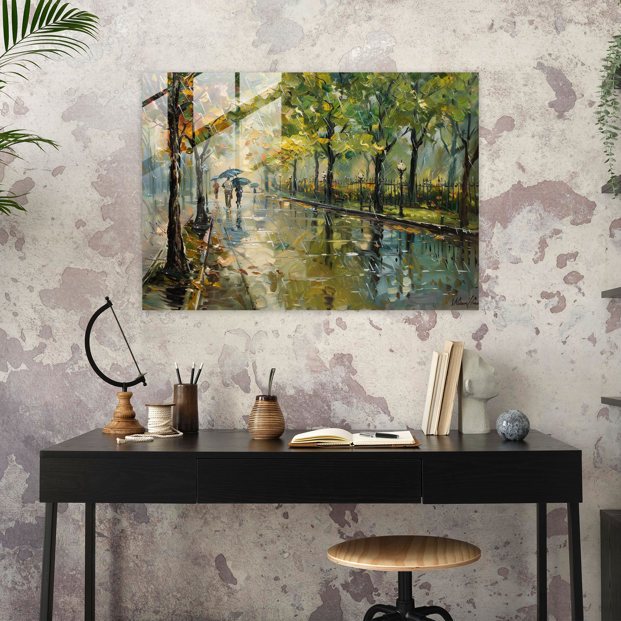 Leonid Afremov Wall Decoration - Rainy Day In The Park - Leonid Afremov, Modern Art, Glass Art, Leonid Afremov