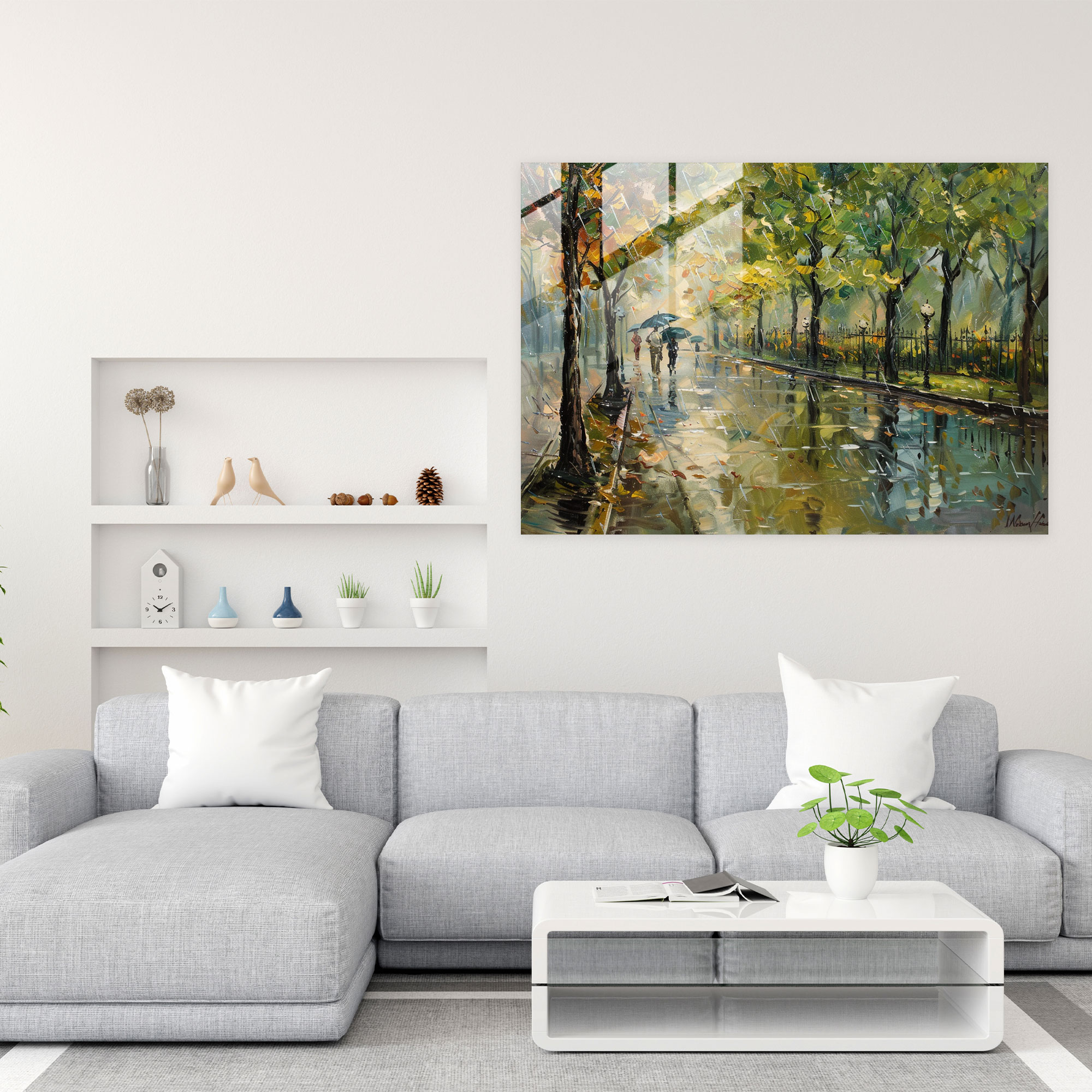 Leonid Afremov Wall Decoration - Rainy Day In The Park - Leonid Afremov, Modern Art, Glass Art, Leonid Afremov