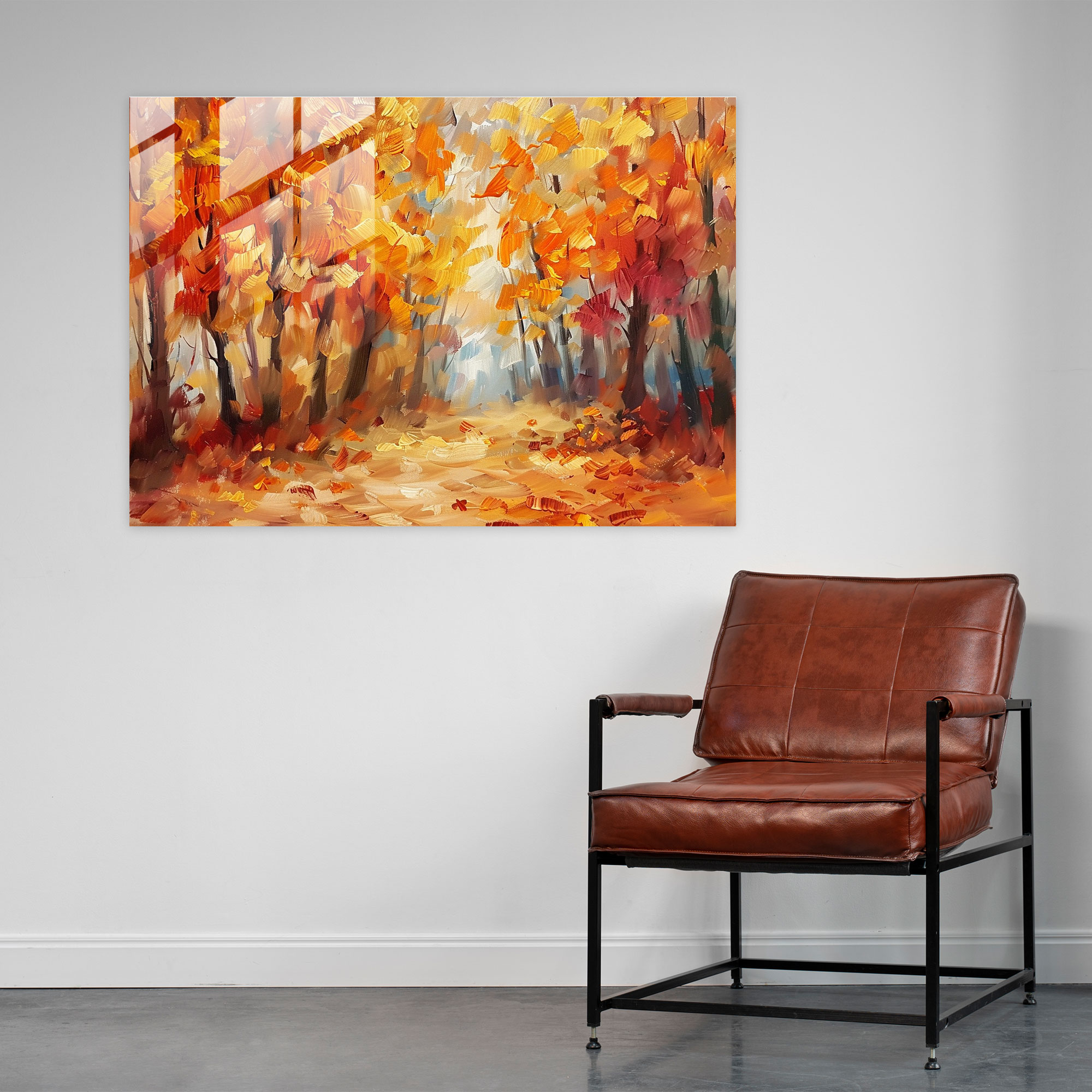 Leonid Afremov Modern Art - Whimsical Autumn Forest Scene - Leonid Afremov, Glass Print, Glass Wall Art, Leonid Afremov