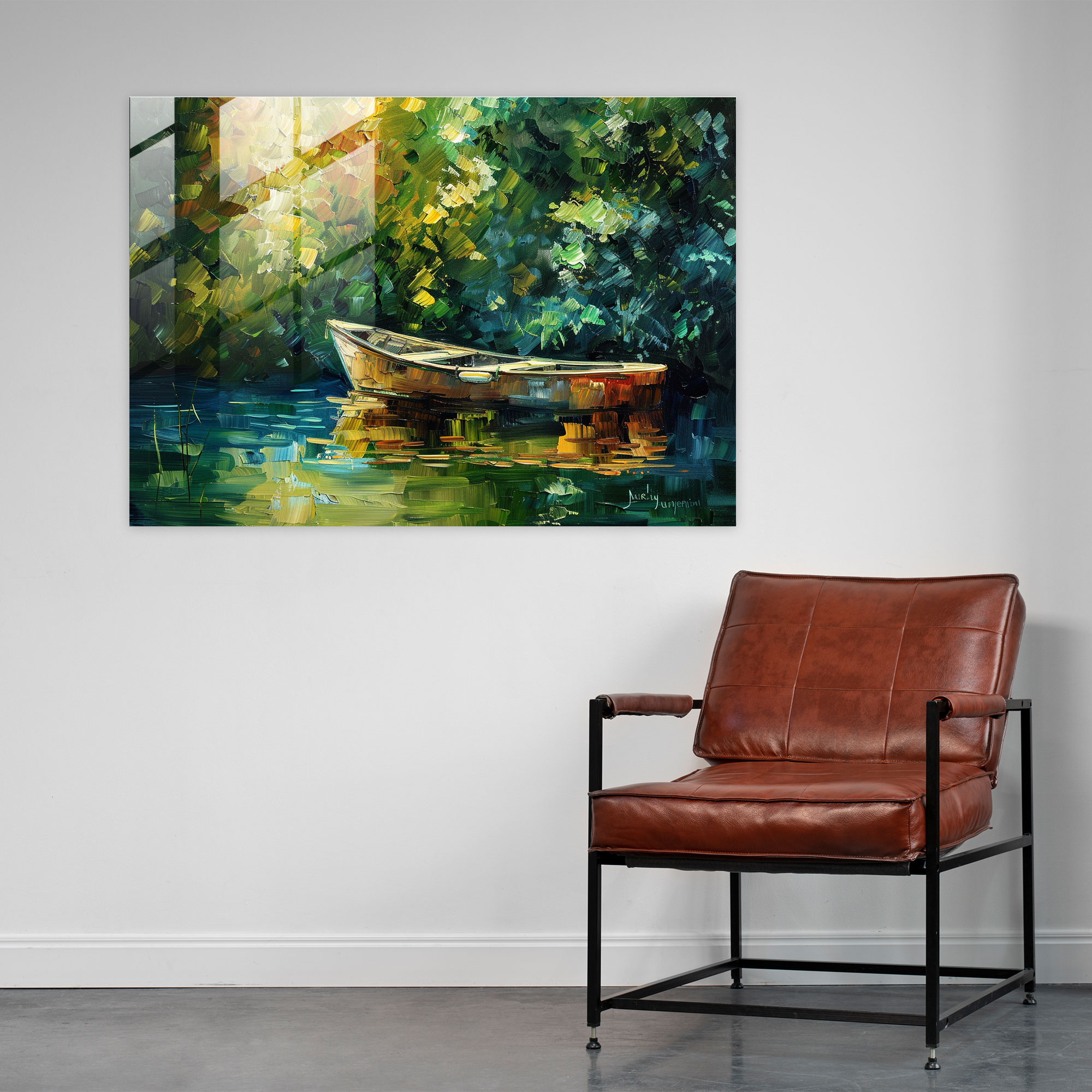 Leonid Afremov Home Decoration - Serene Lake Reflection - Leonid Afremov, Glass Art, Modern Art, Wall Decoration