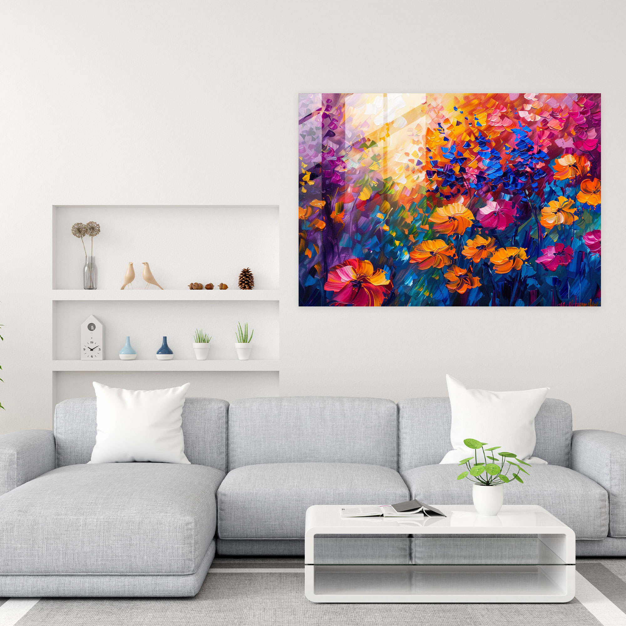 Leonid Afremov Glass Print - Burst Of Color Floral Garden - Leonid Afremov, Home Decoration, Glass Print, Wall Decoration