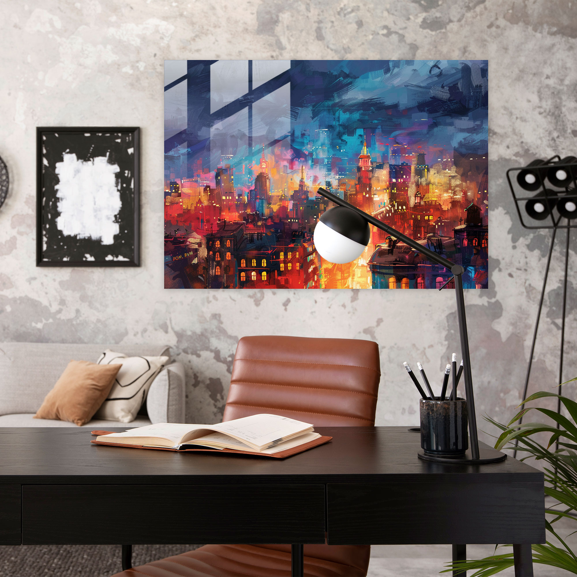 Leonid Afremov Modern Art - Dreamy Cityscape - Leonid Afremov, Modern Art, Glass Print, Leonid Afremov