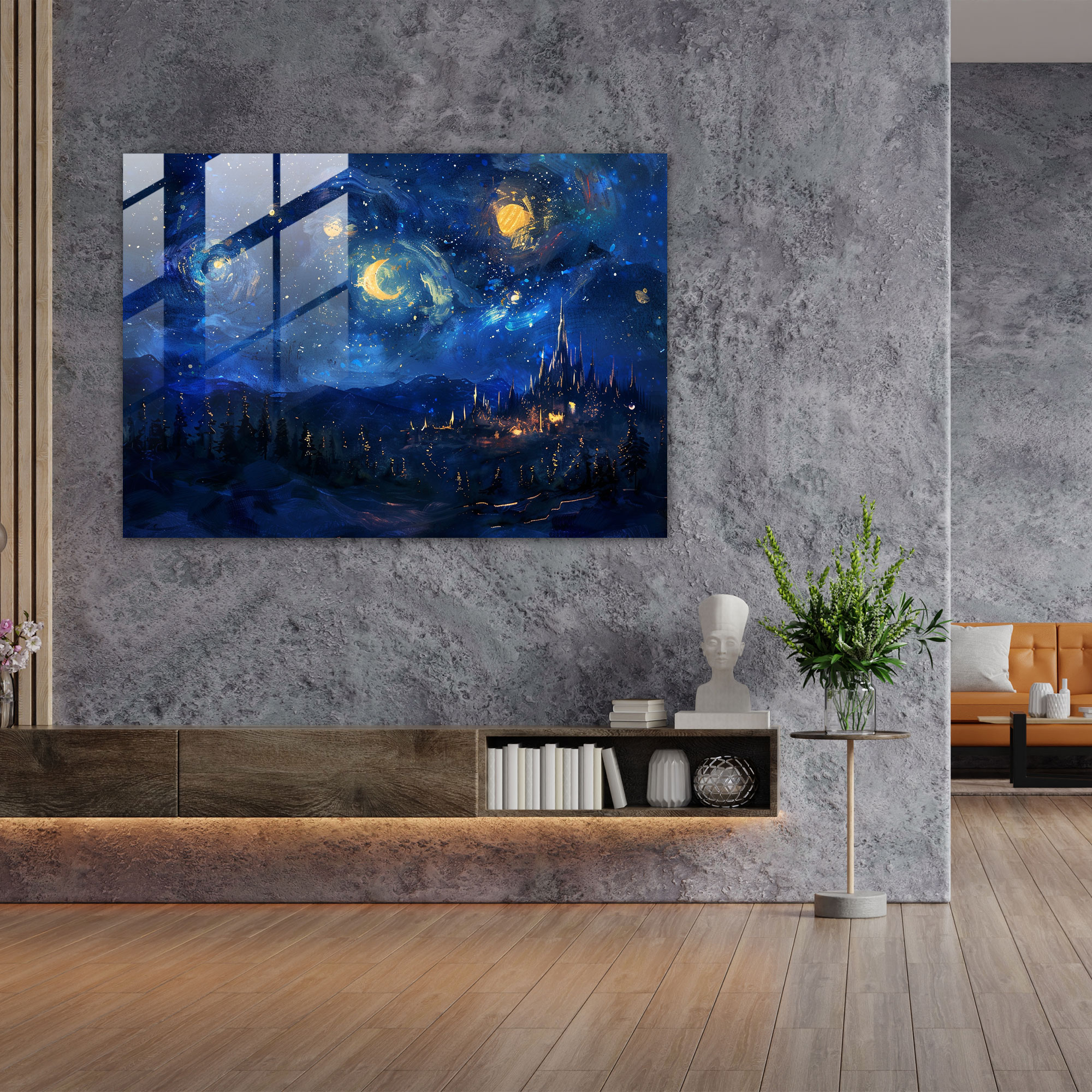 Leonid Afremov Home Decoration - Magical Starry Night - Leonid Afremov, Home Decoration, Modern Art, Glass Art