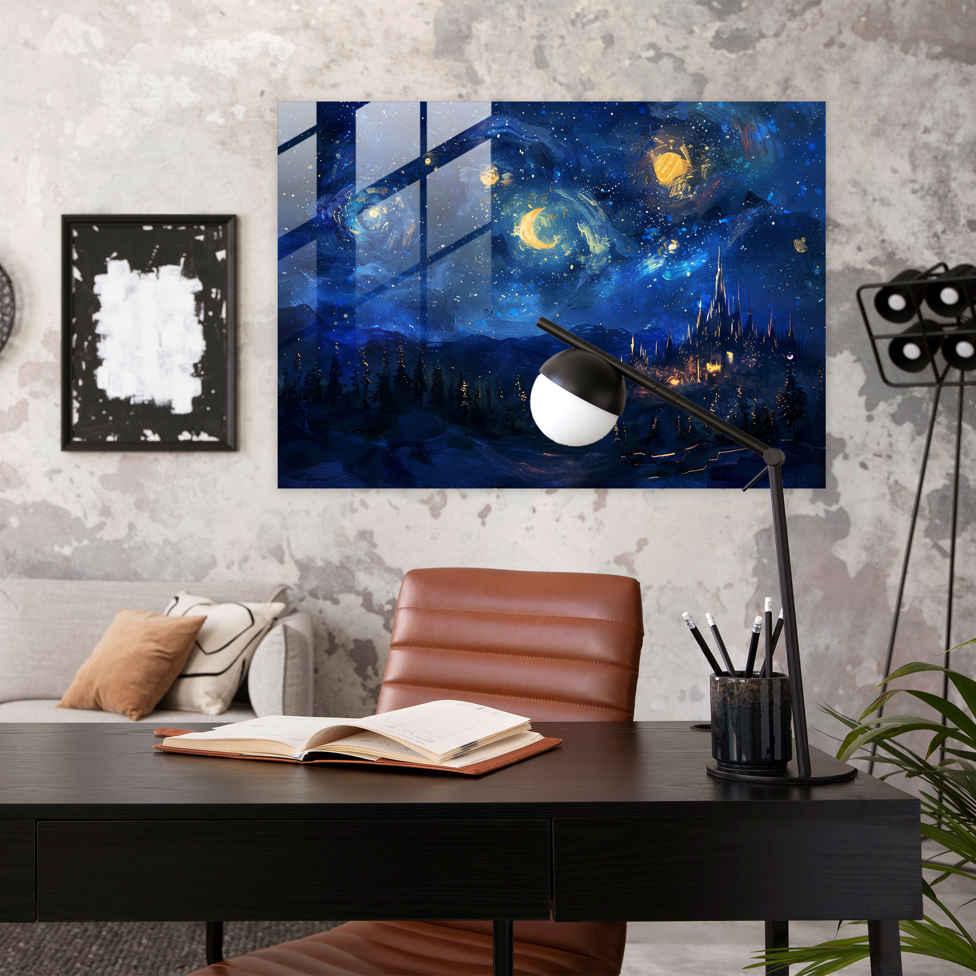 Leonid Afremov Home Decoration - Magical Starry Night - Leonid Afremov, Home Decoration, Modern Art, Glass Art