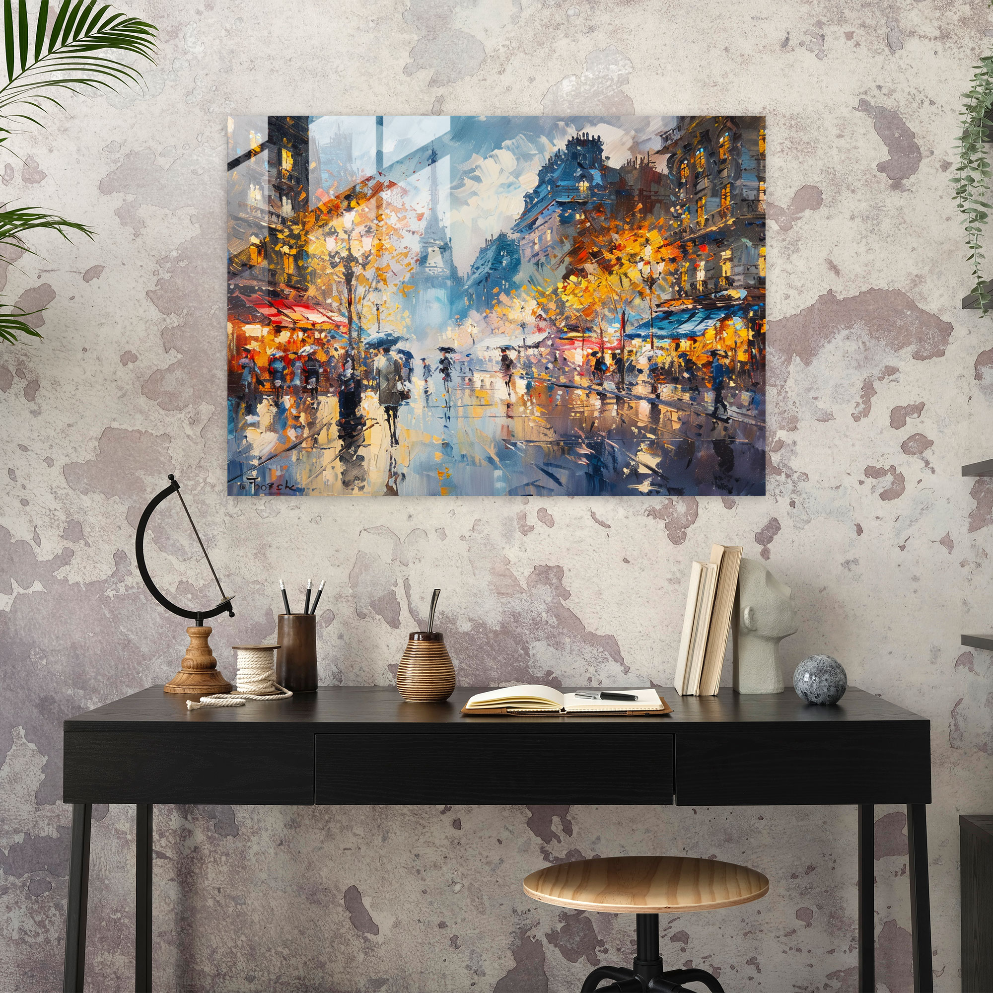 Leonid Afremov Glass Print Cityscape - Leonid Afremov, Home Decoration, Leonid Afremov, Glass Wall Art