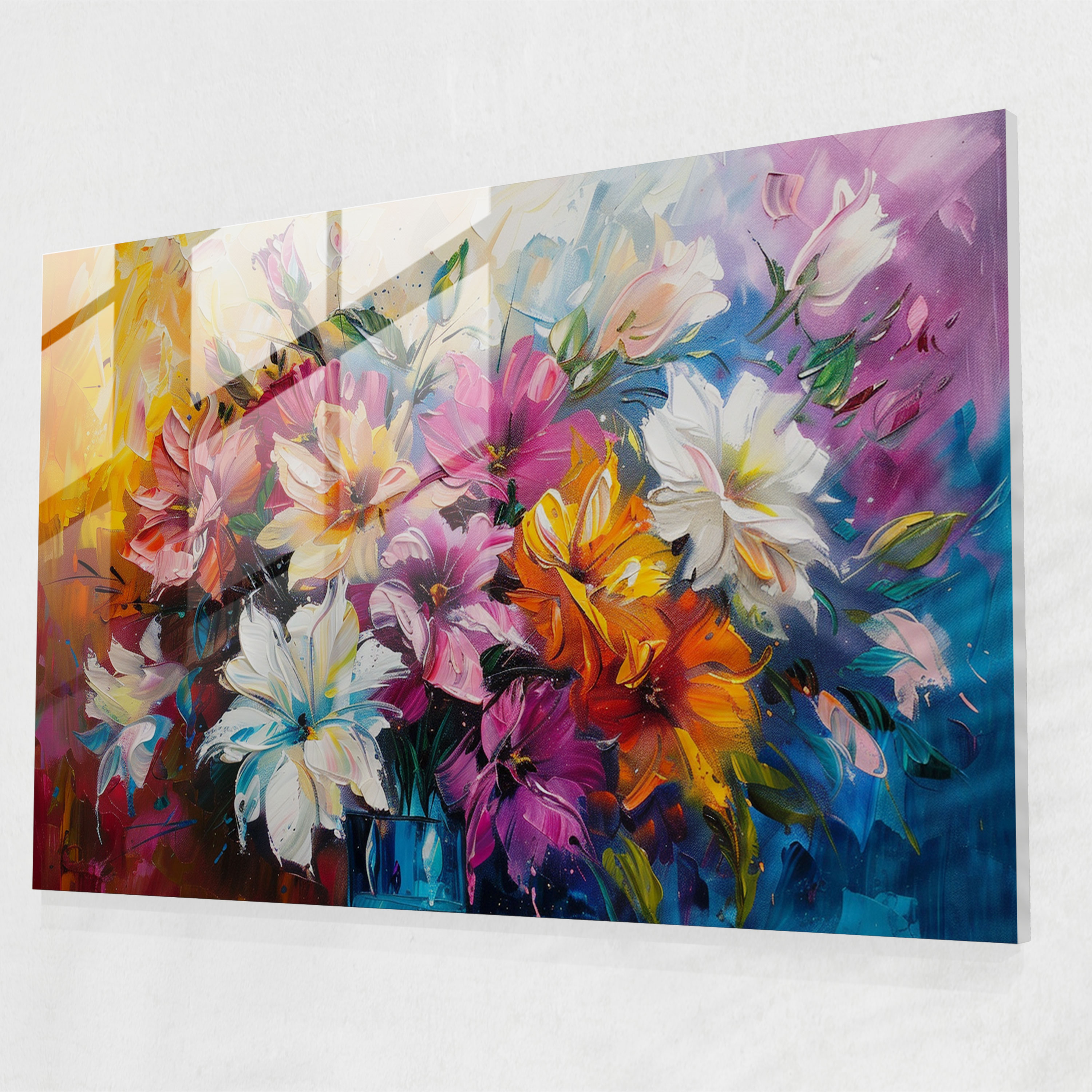 Whimsical Floral Glass Print - Leonid Afremov, Glass Print, Home Decoration, Wall Decoration