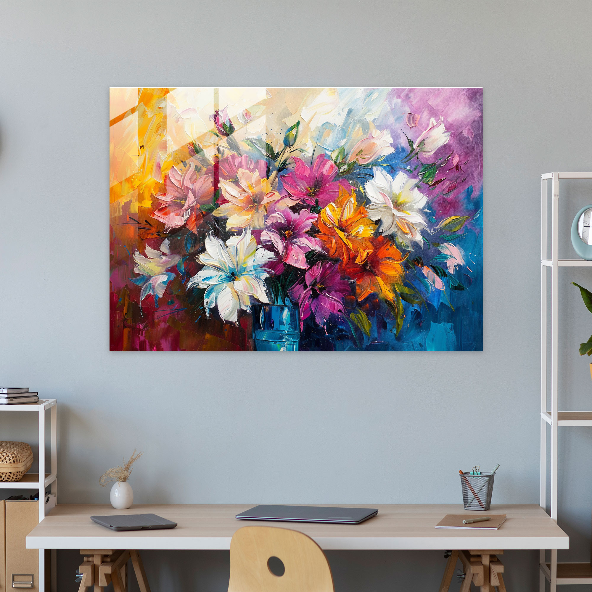 Whimsical Floral Glass Print - Leonid Afremov, Glass Print, Home Decoration, Wall Decoration
