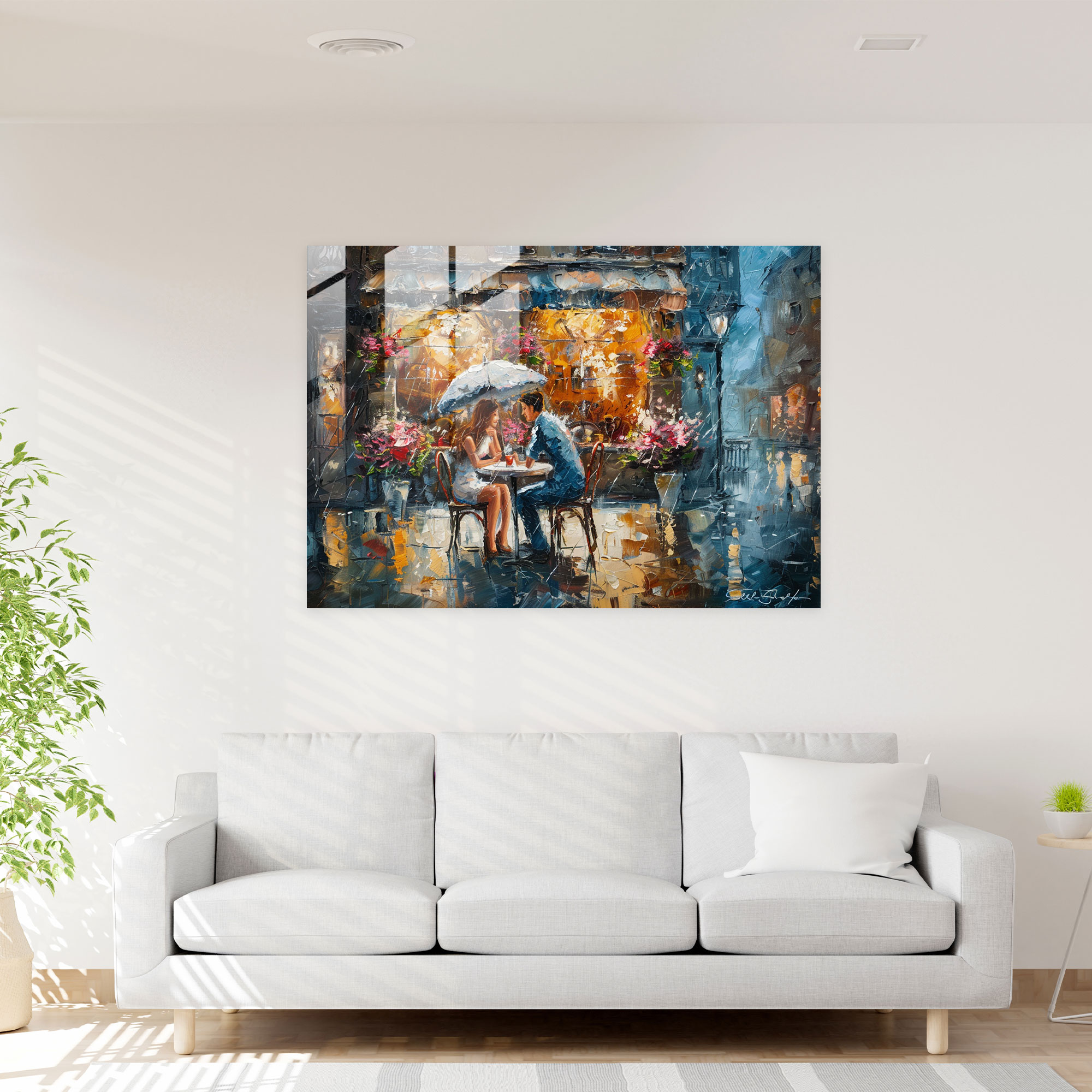 Cozy Cafe Glass Wall Art - Leonid Afremov, Home Decoration, Wall Decoration, Glass Wall Art